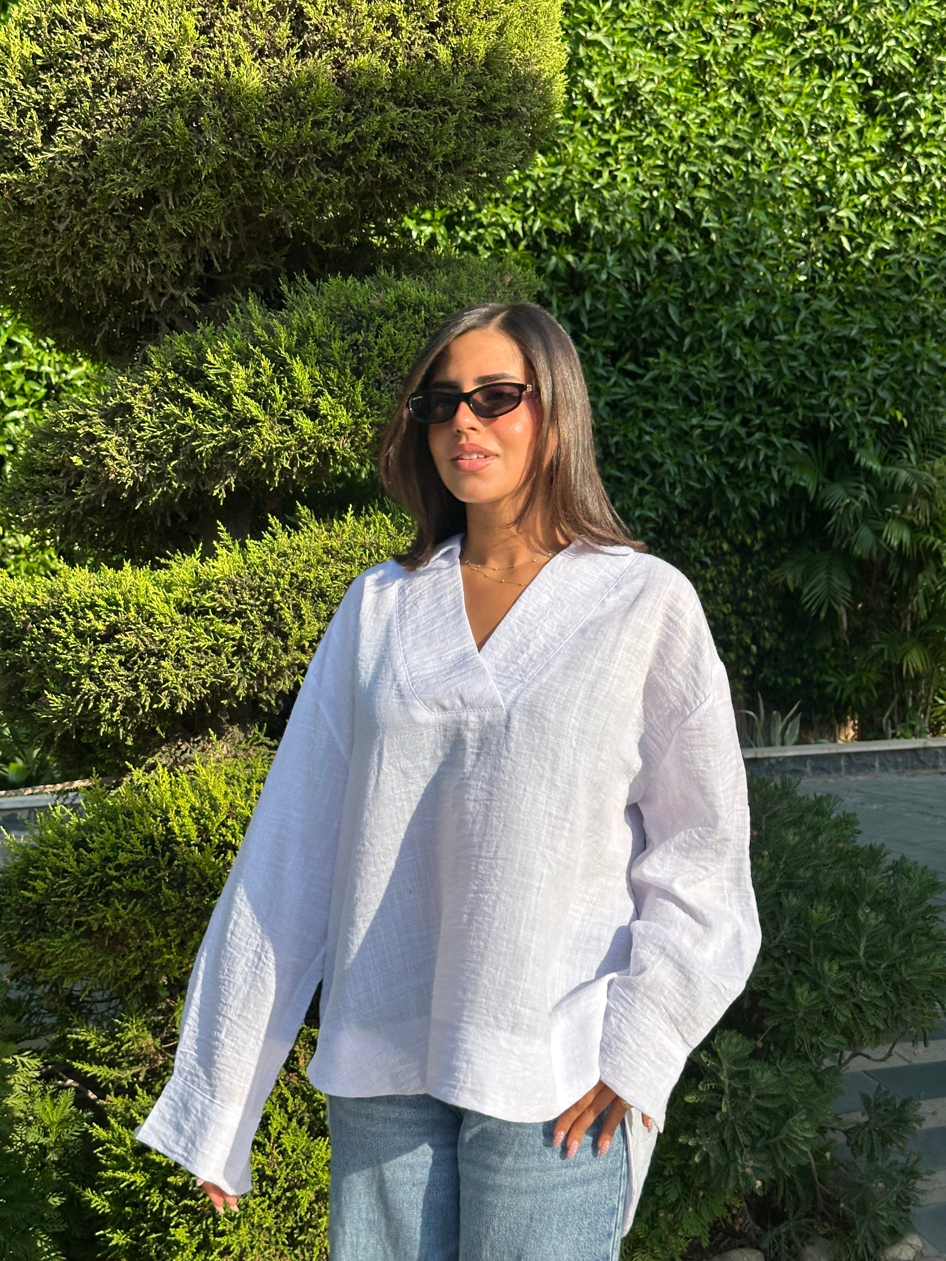 Linen vneck