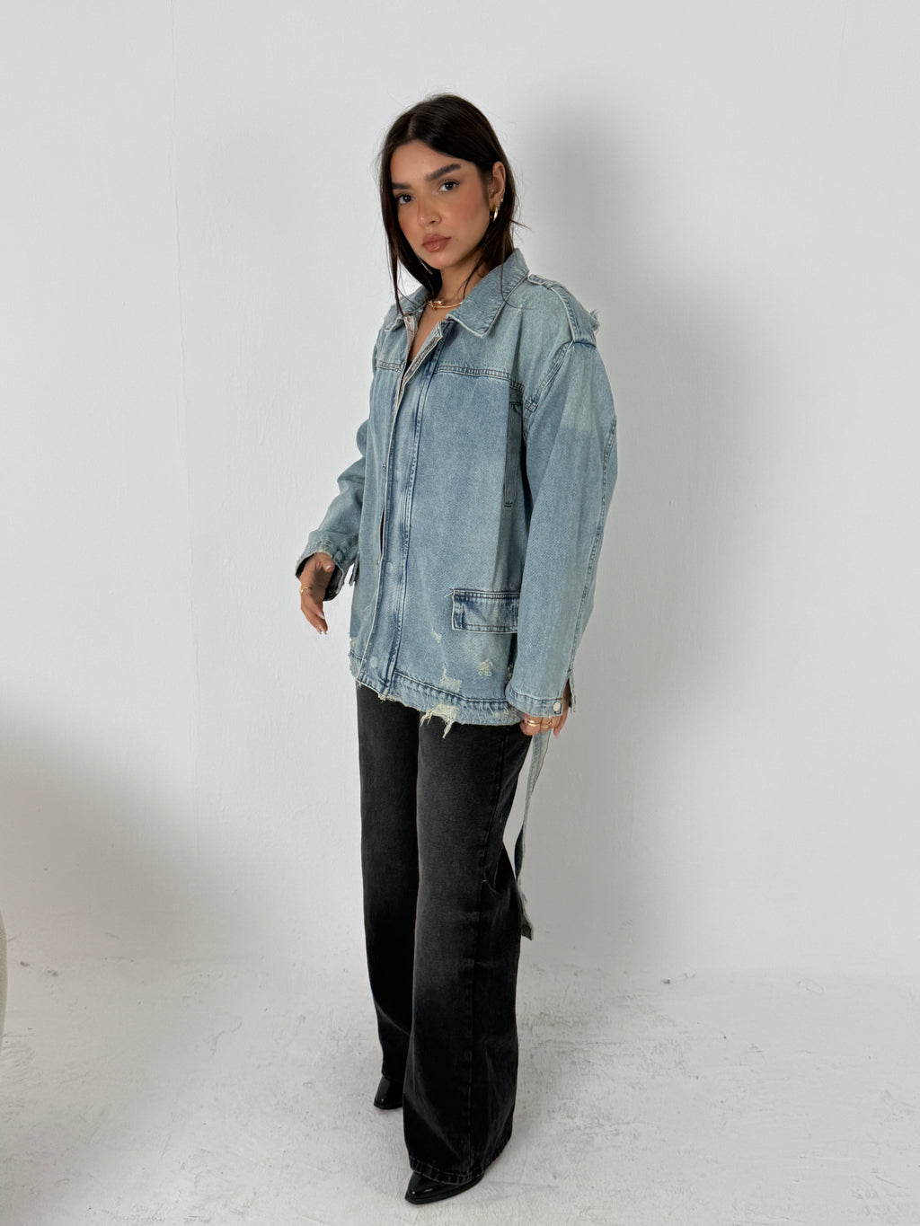 Oversized Distressed Denim Jacket
