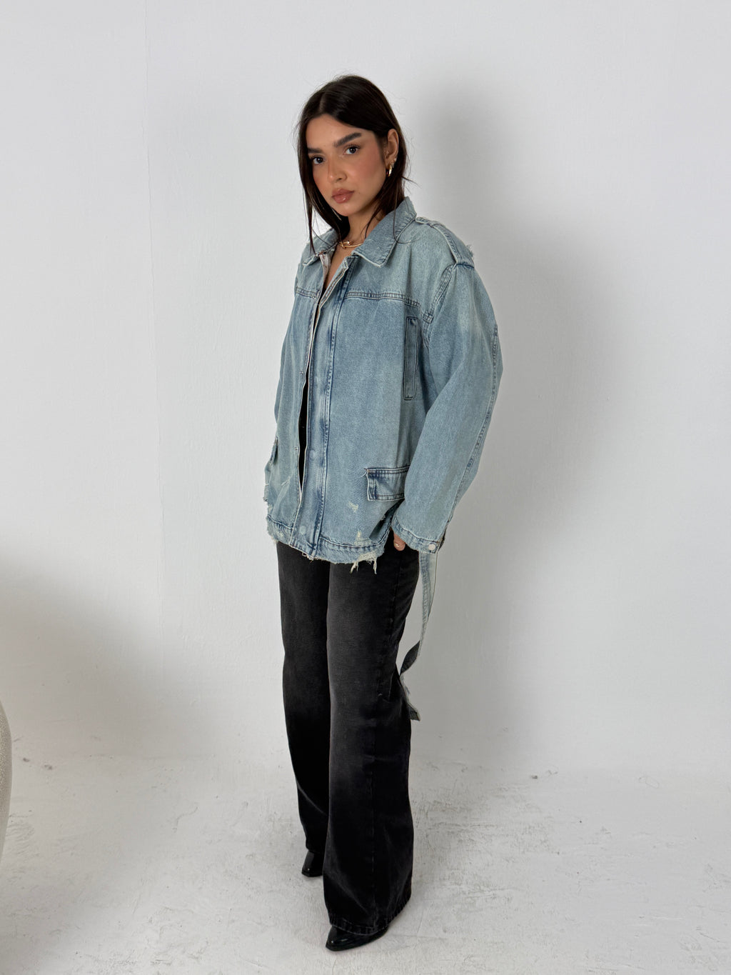Oversized Distressed Denim Jacket