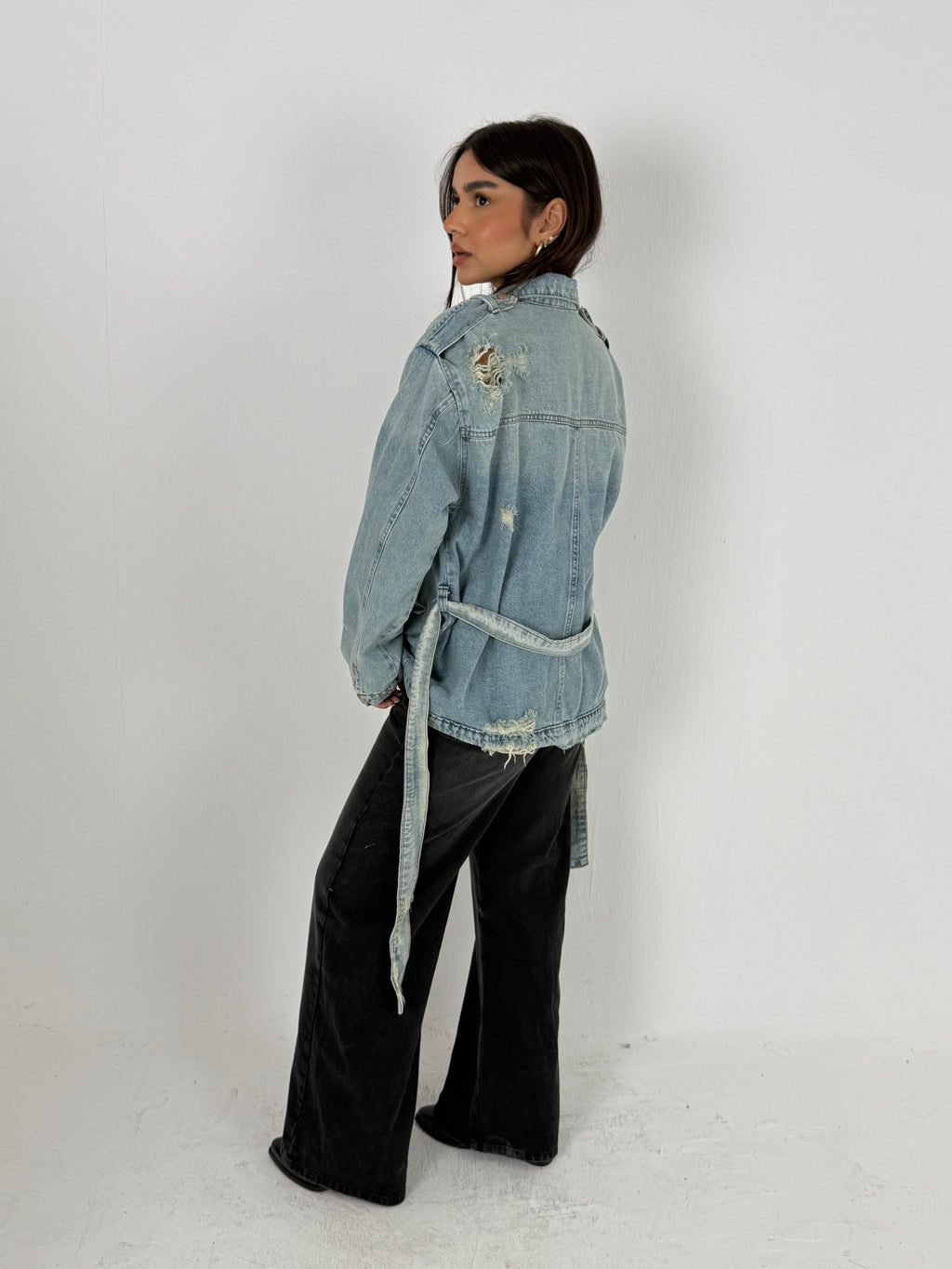 Oversized Distressed Denim Jacket