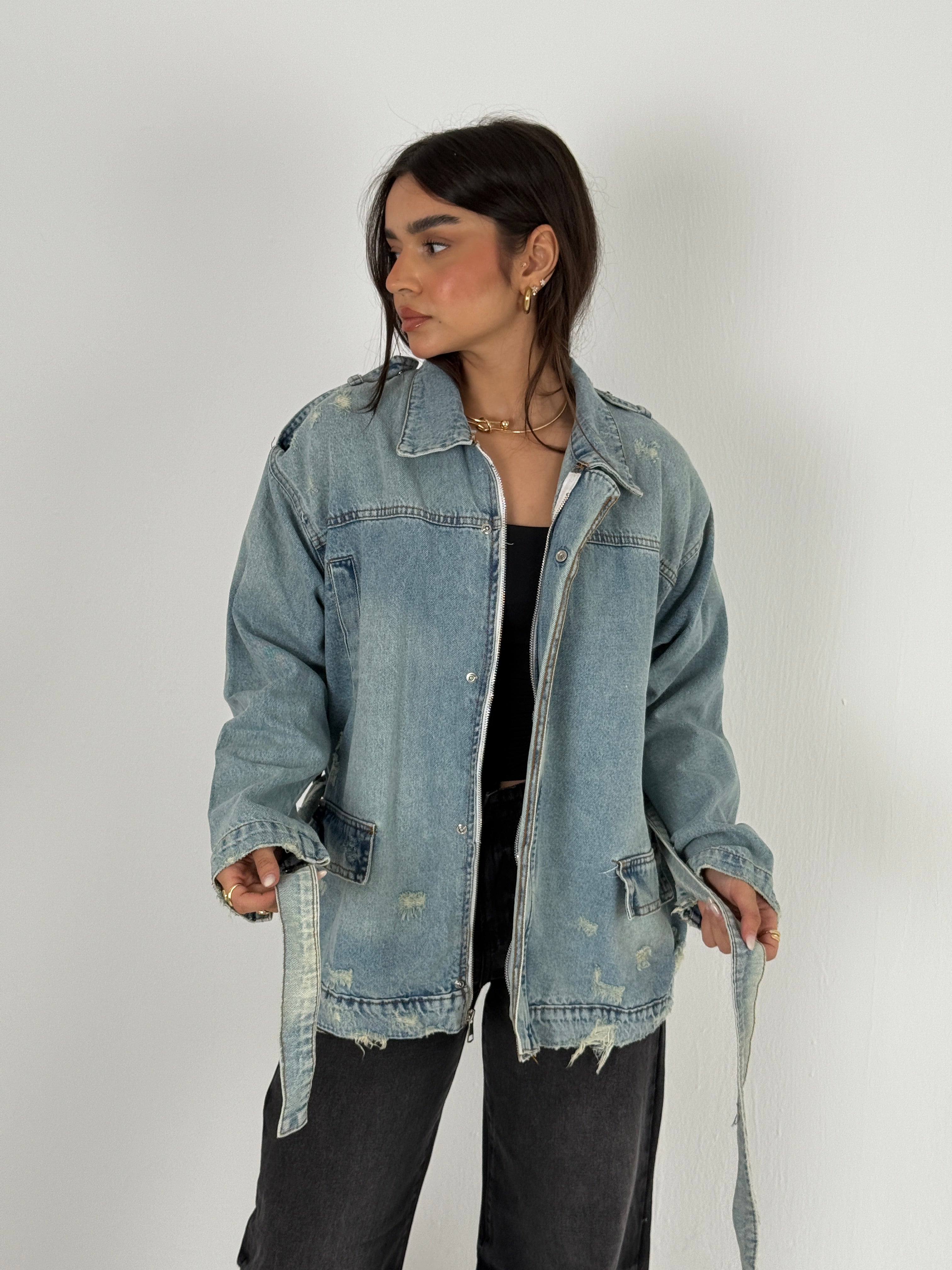 Oversized Distressed Denim Jacket
