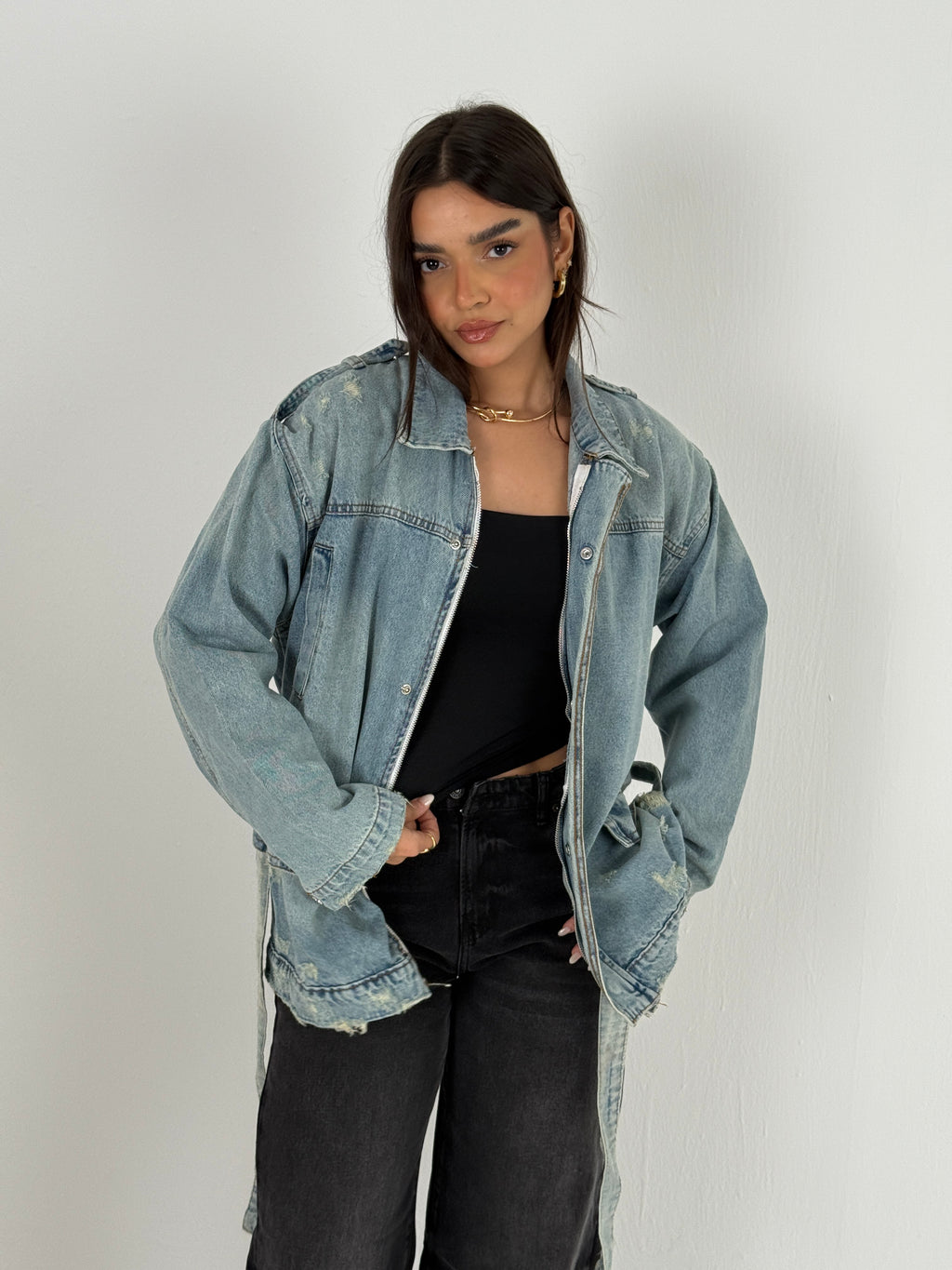 Oversized Distressed Denim Jacket