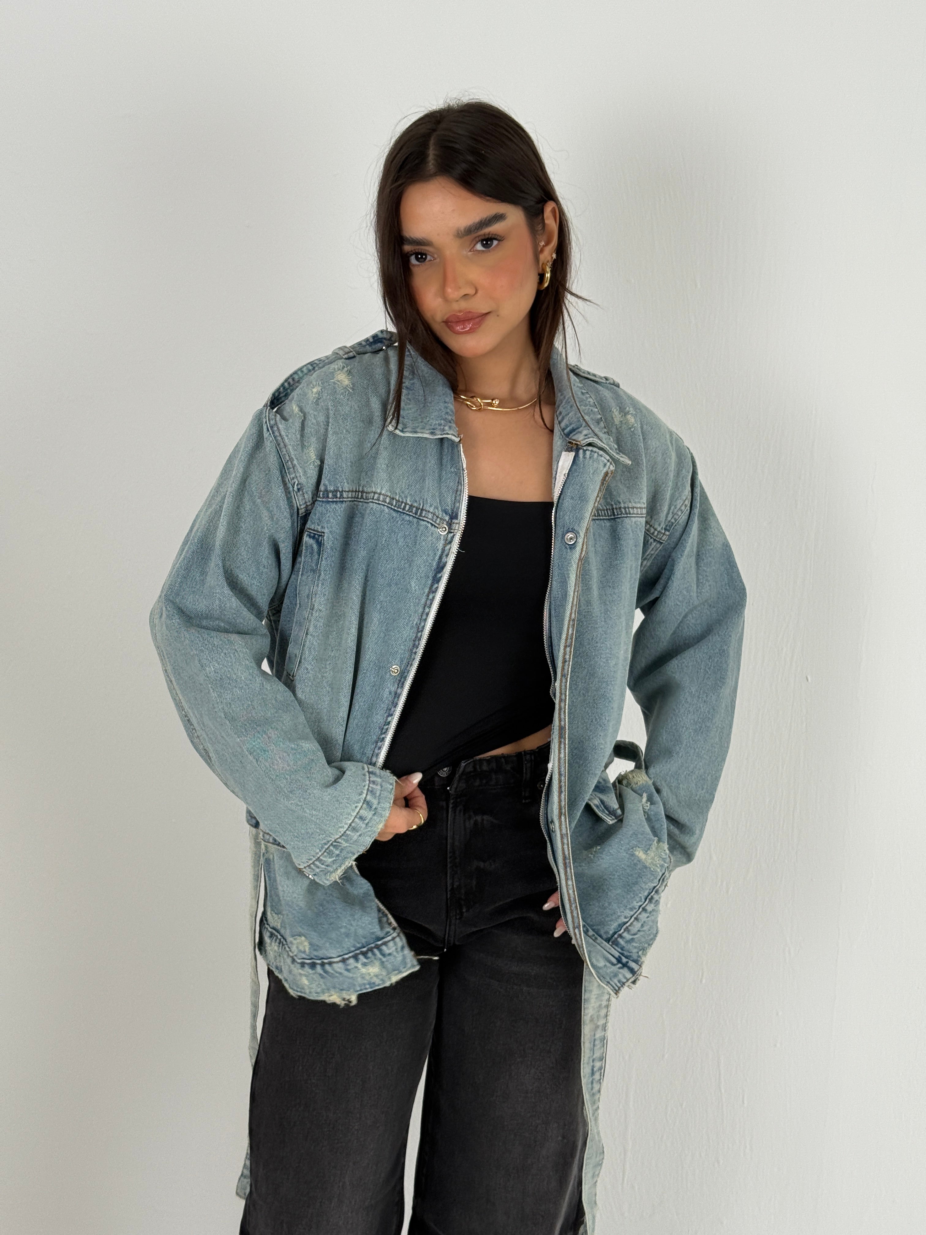 Oversized Distressed Denim Jacket