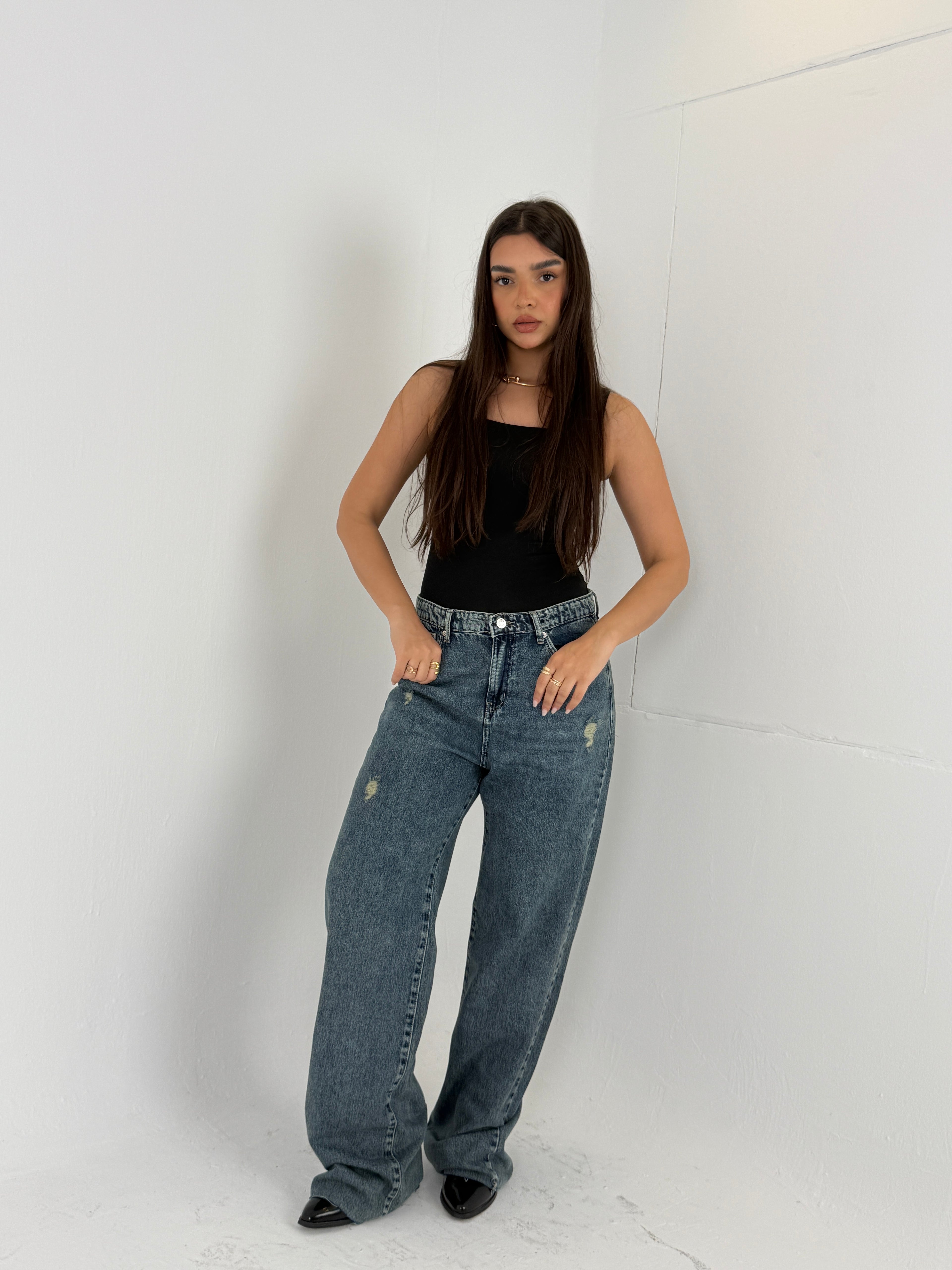 Slit Denim Pants
