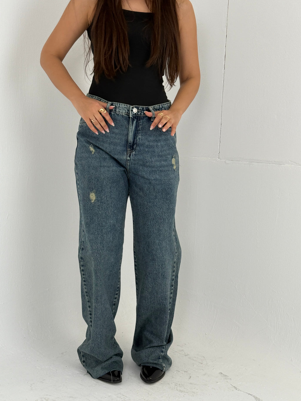 Slit Denim Pants