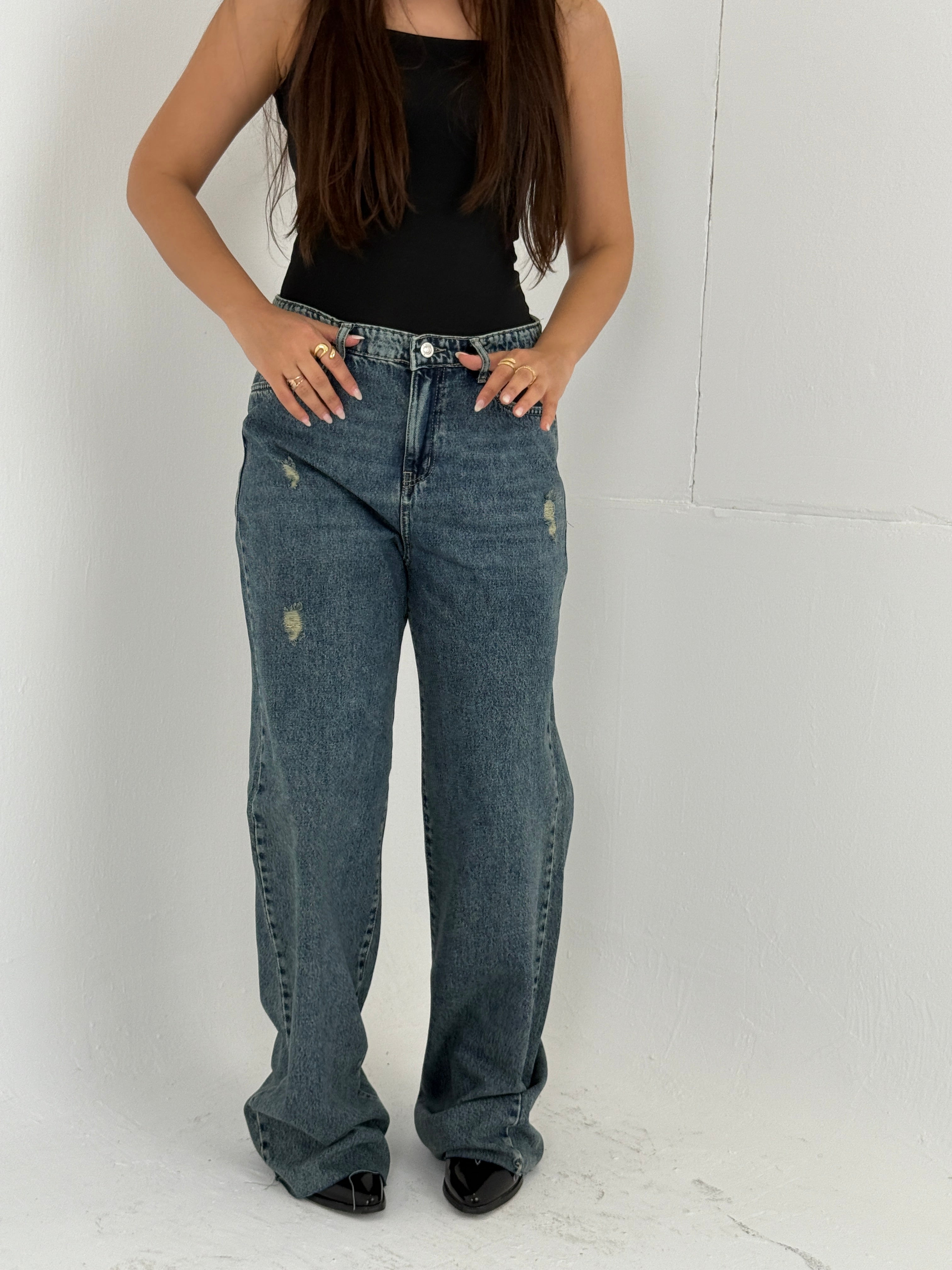 Slit Denim Pants