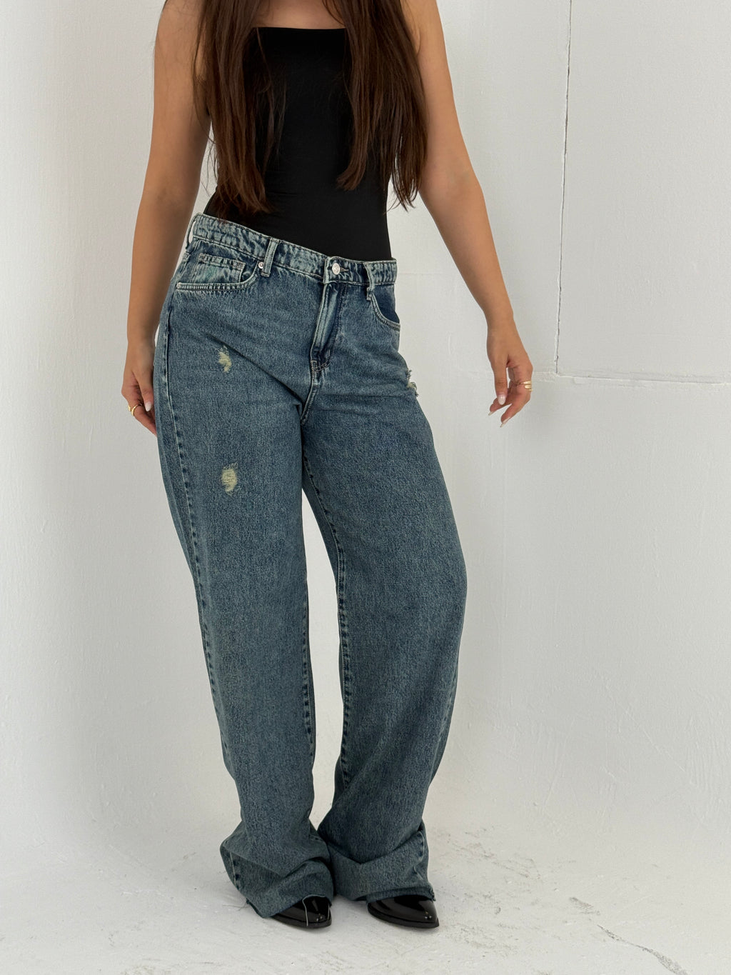 Slit Denim Pants