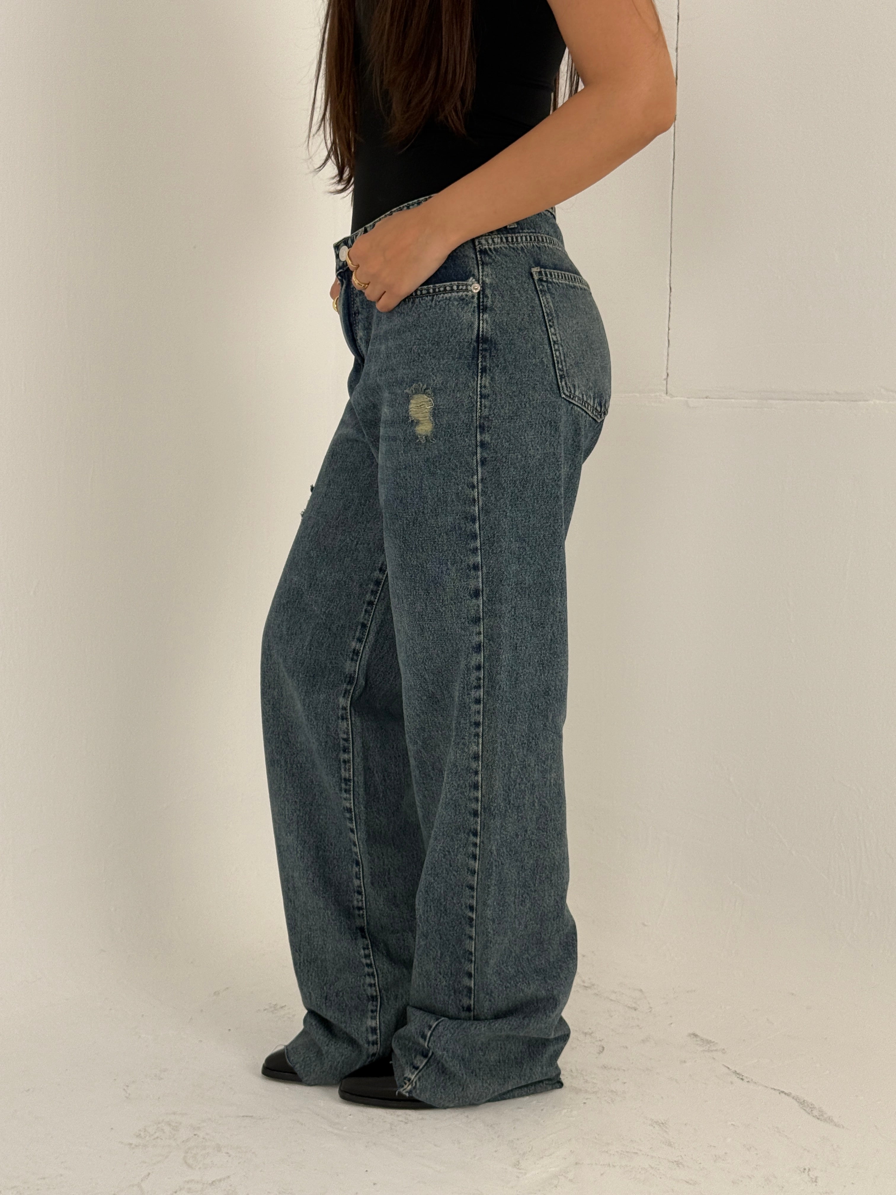 Slit Denim Pants