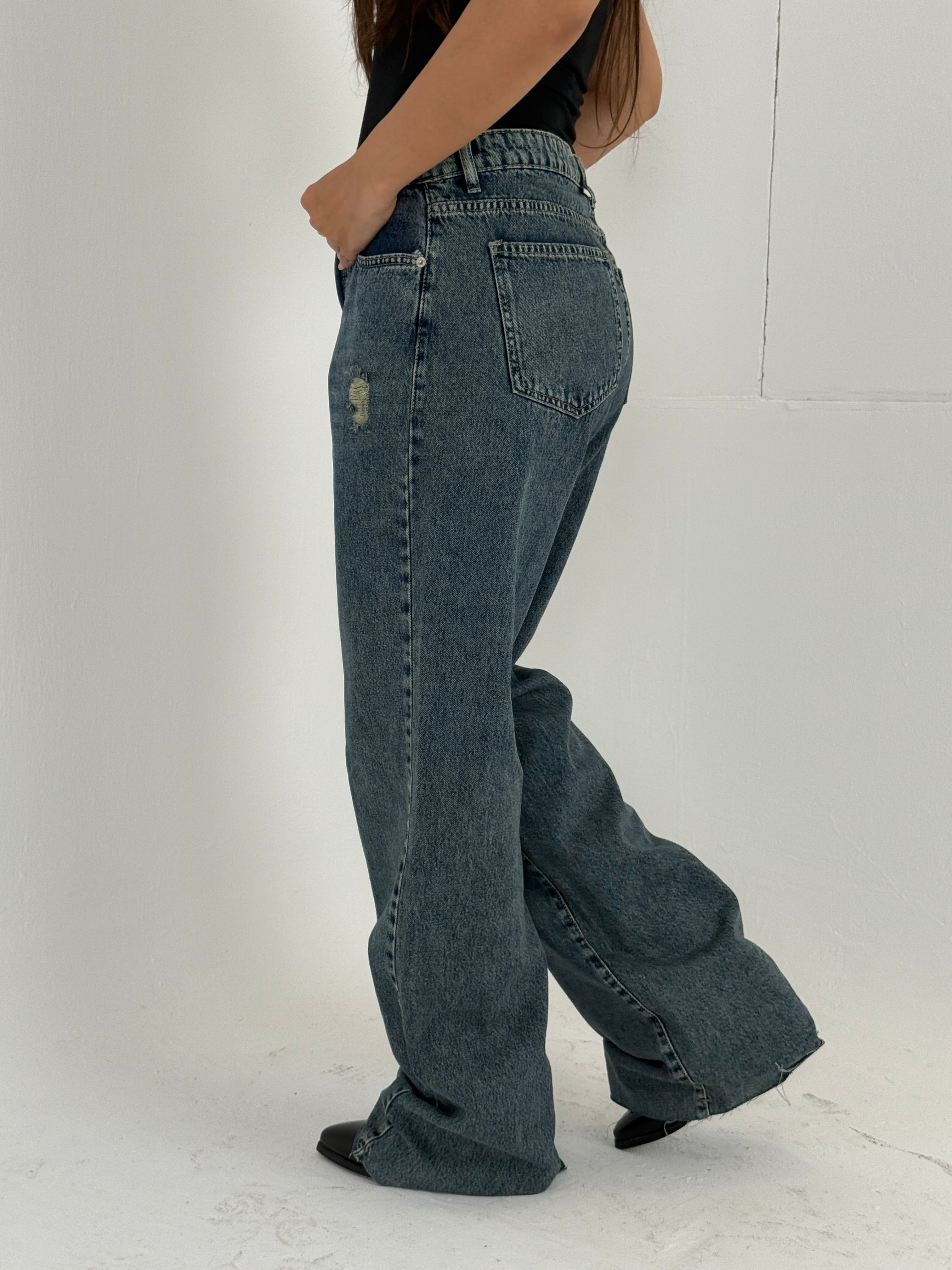 Slit Denim Pants