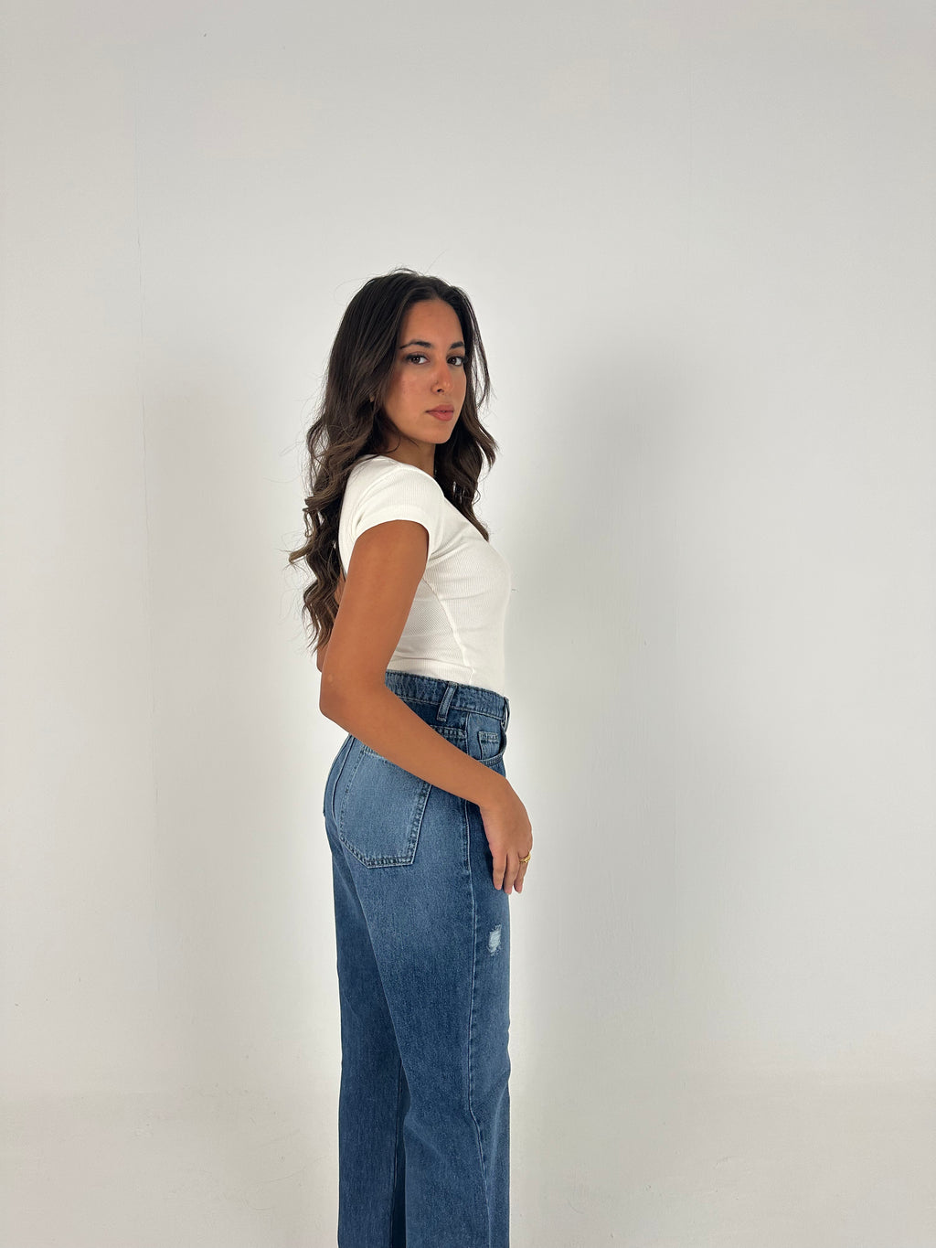 Slit Denim Pants
