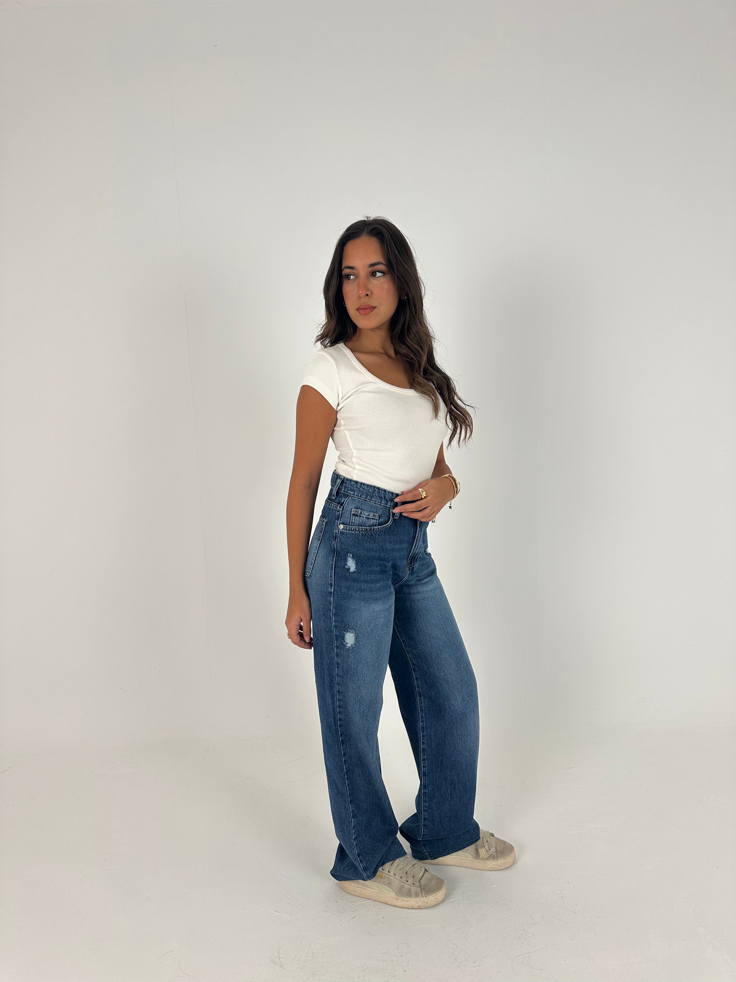Slit Denim Pants