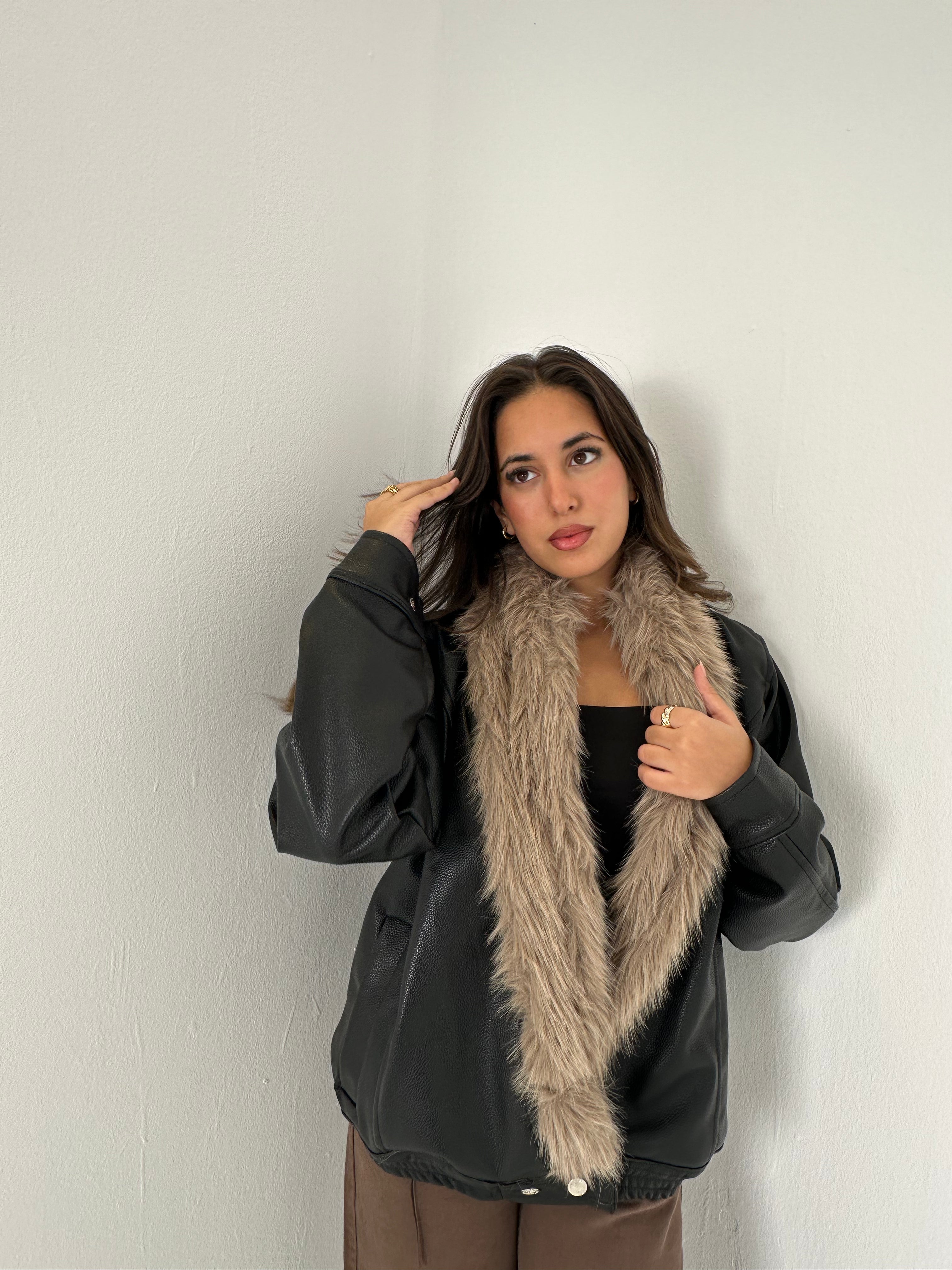 Faux Fur Leather Jacket