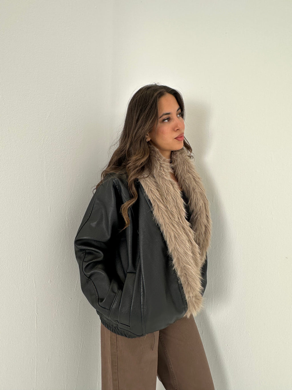 Faux Fur Leather Jacket