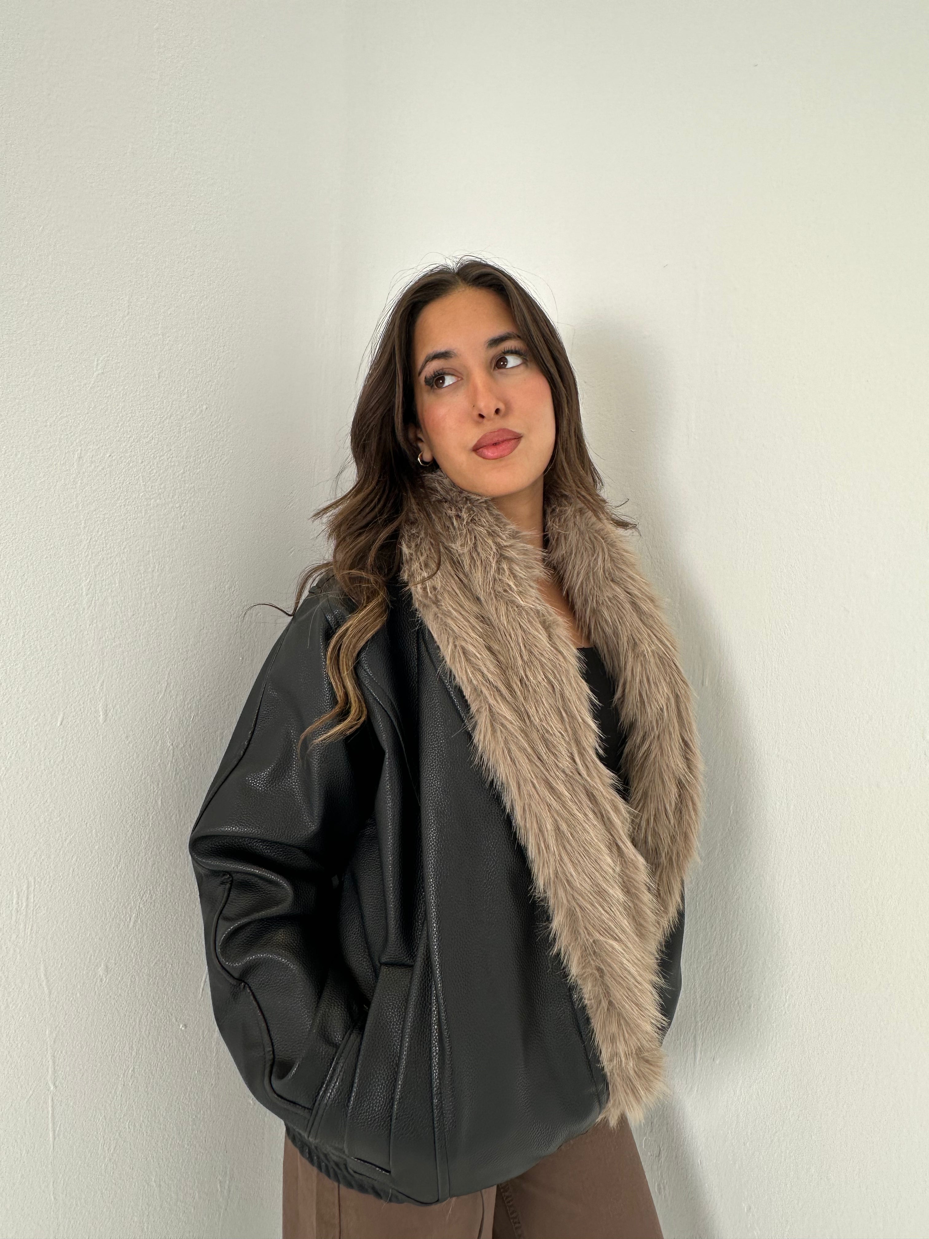 Faux Fur Leather Jacket