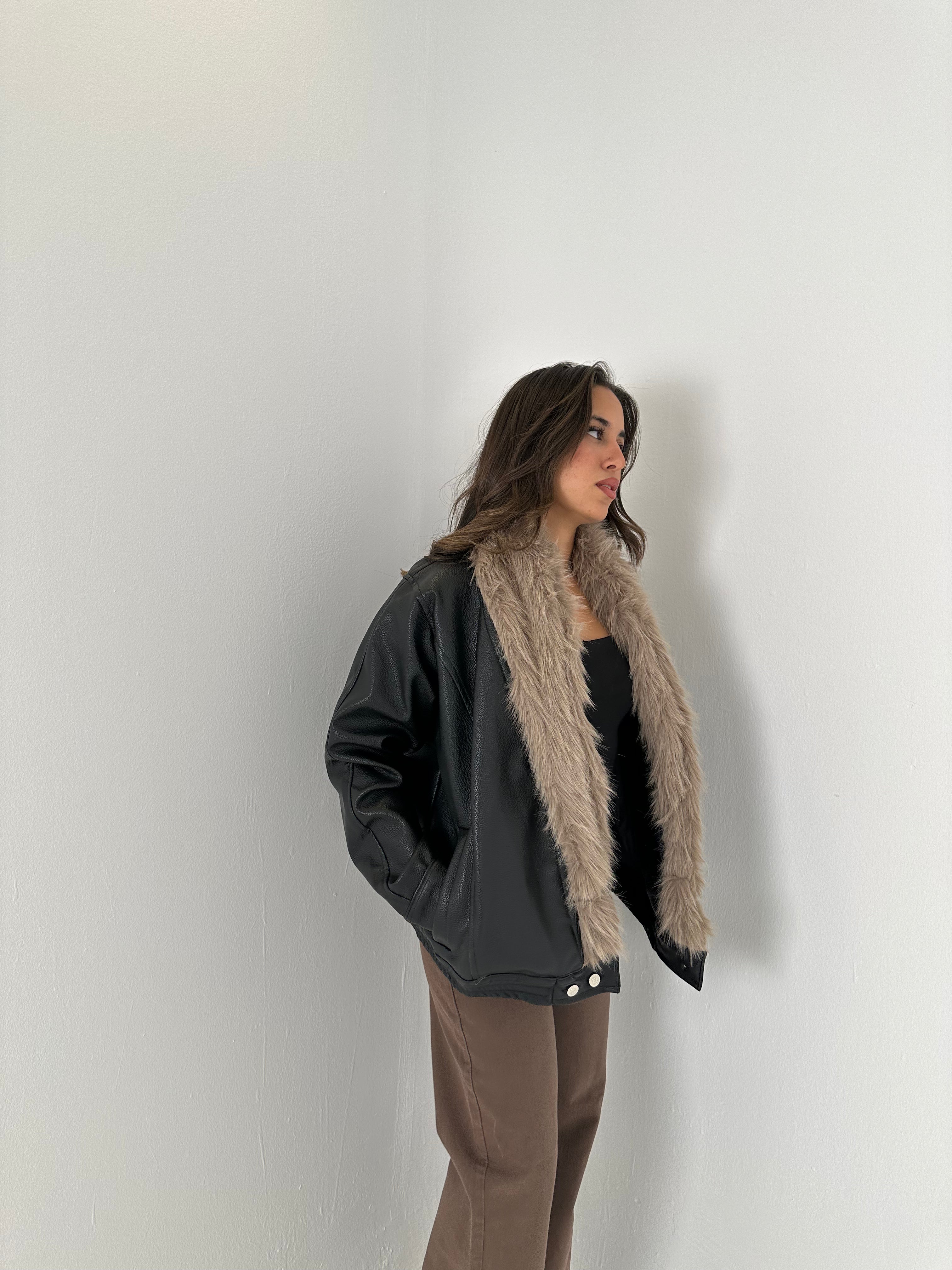 Faux Fur Leather Jacket