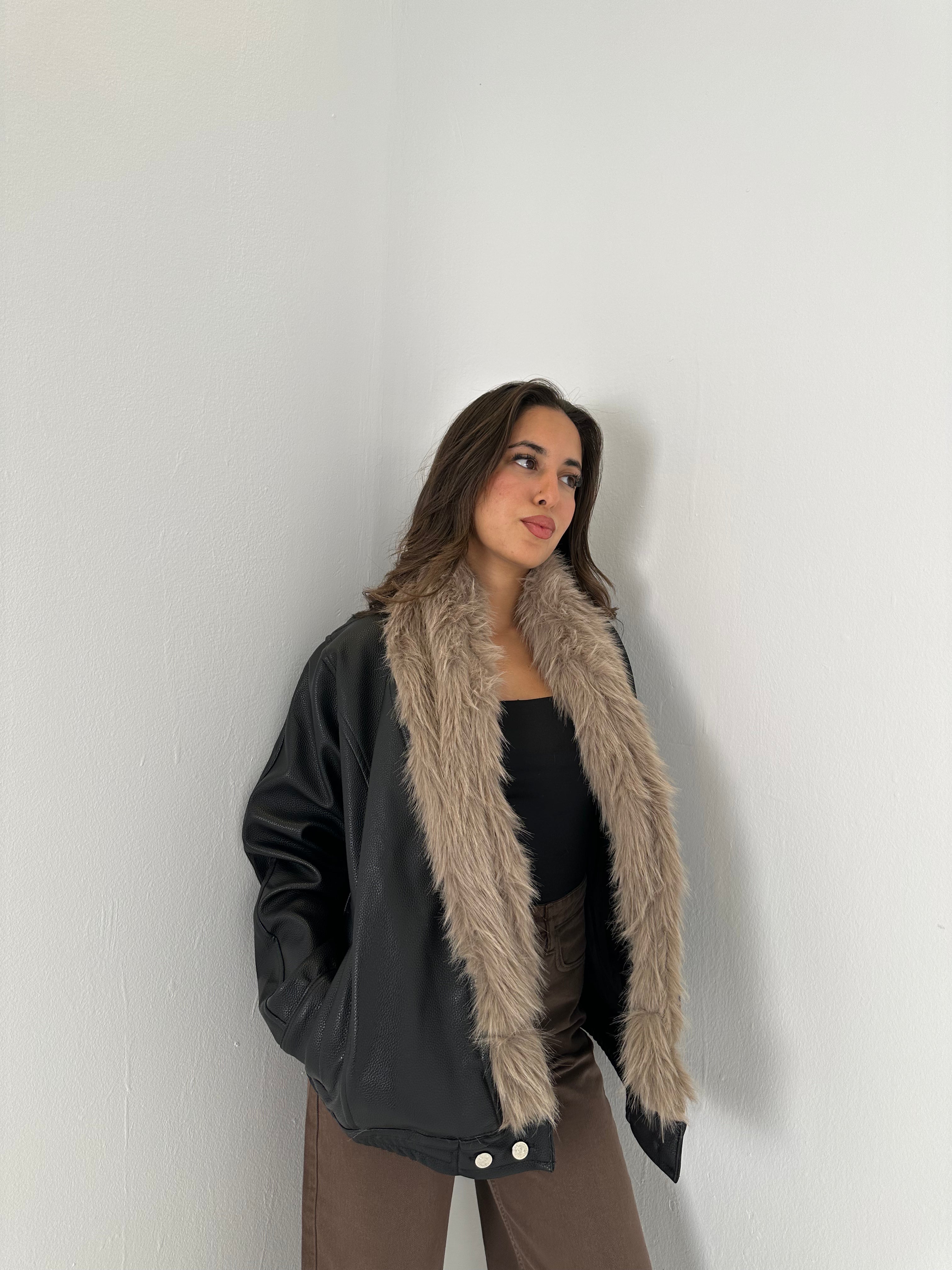 Faux Fur Leather Jacket