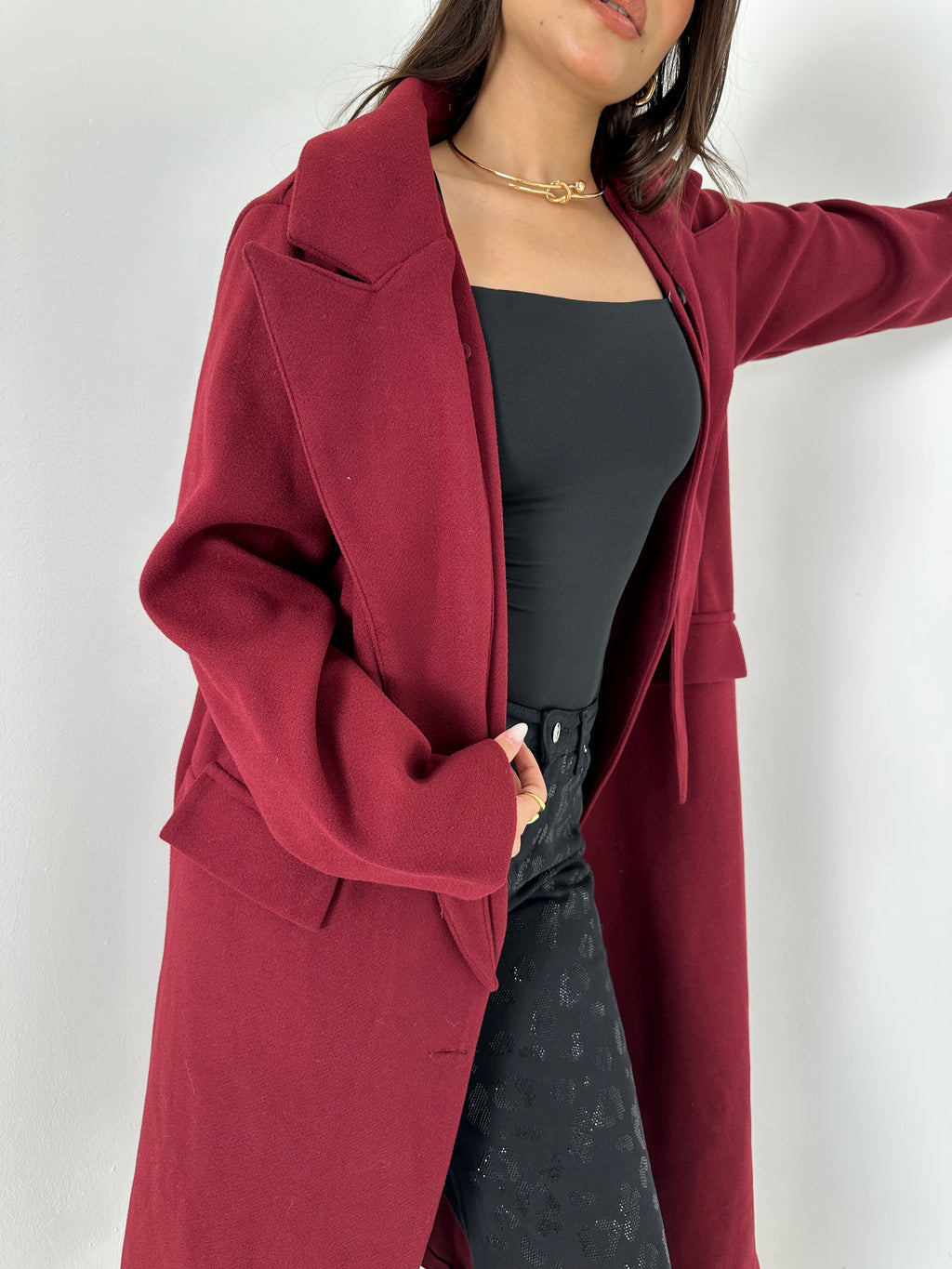 Wool Coat with Lapel