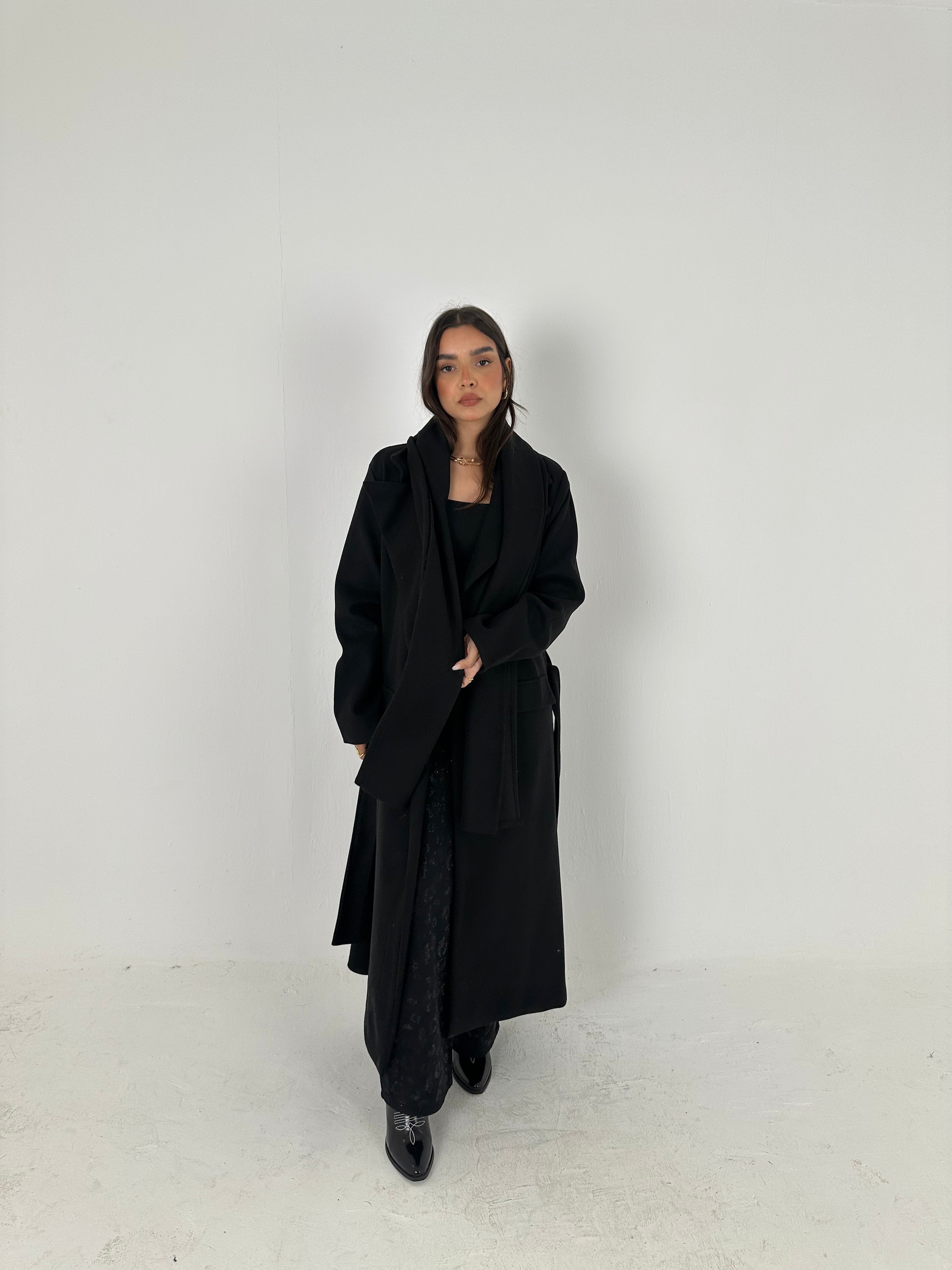 Wool Blend Coat with Scarf