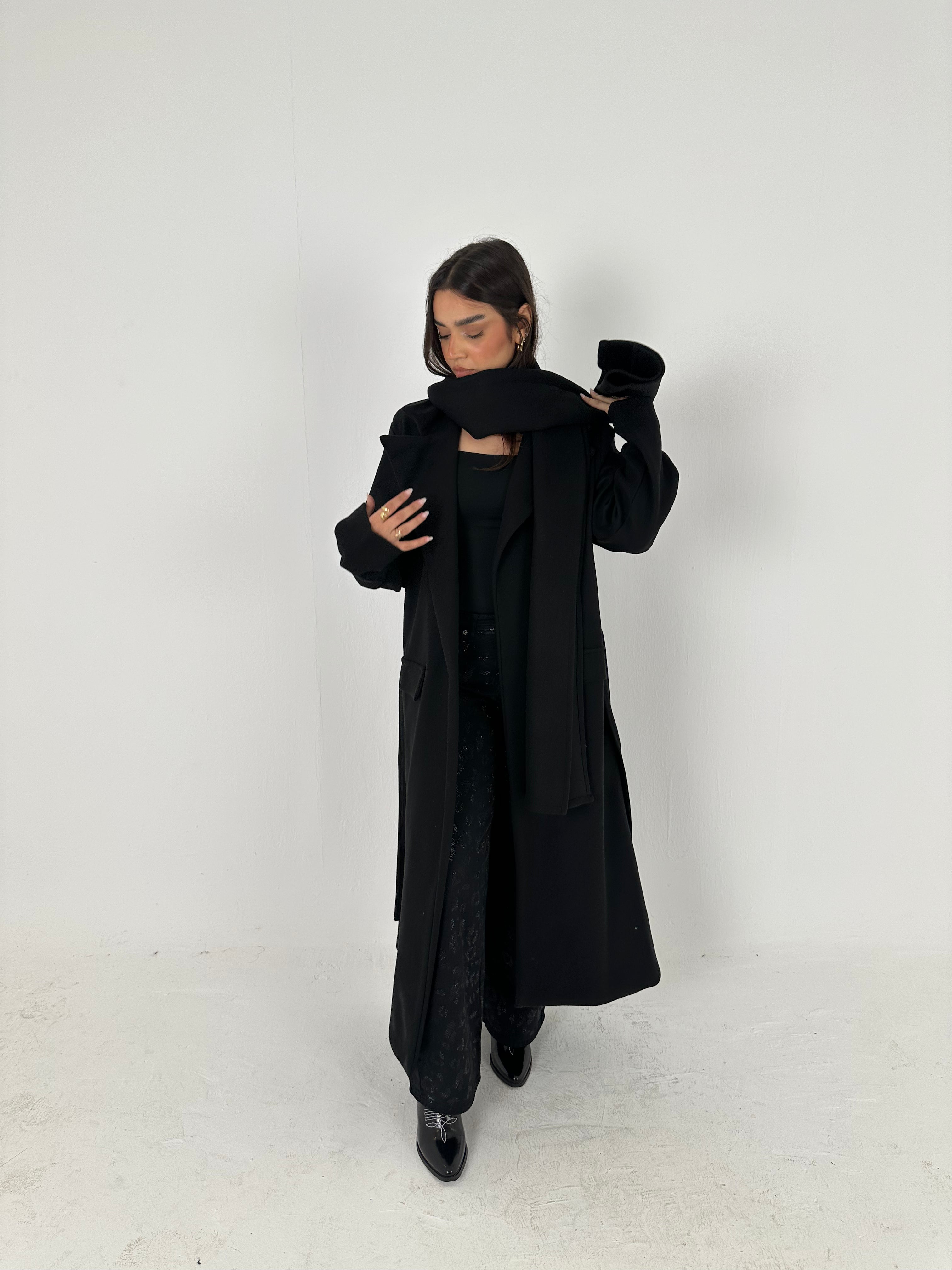 Wool Blend Coat with Scarf