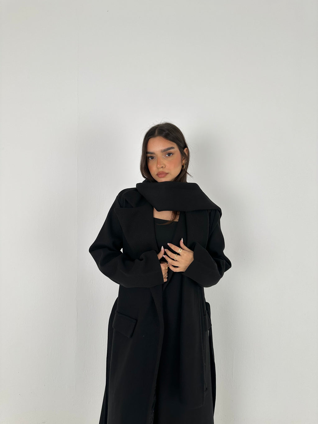 Wool Blend Coat with Scarf