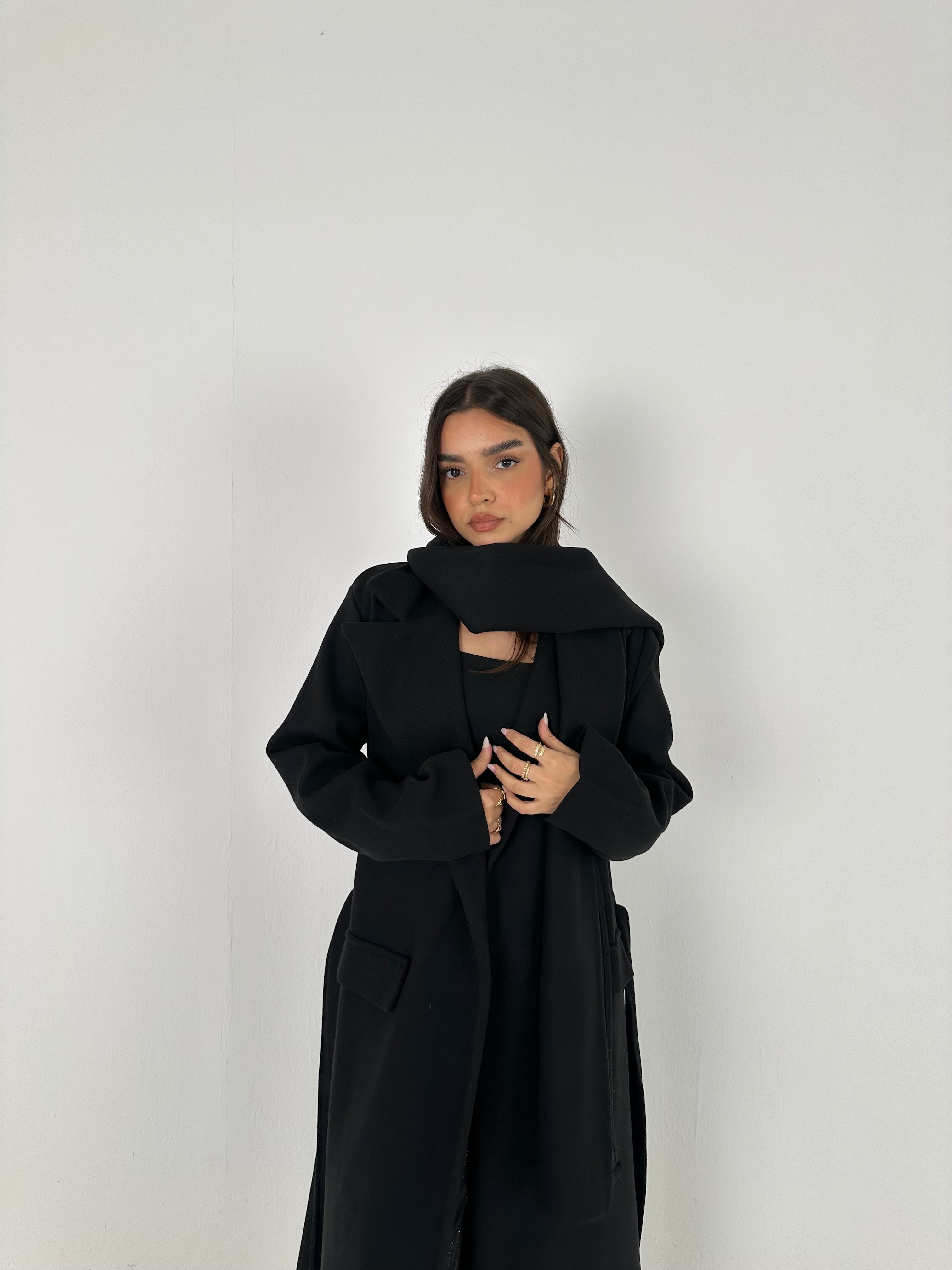 Wool Blend Coat with Scarf