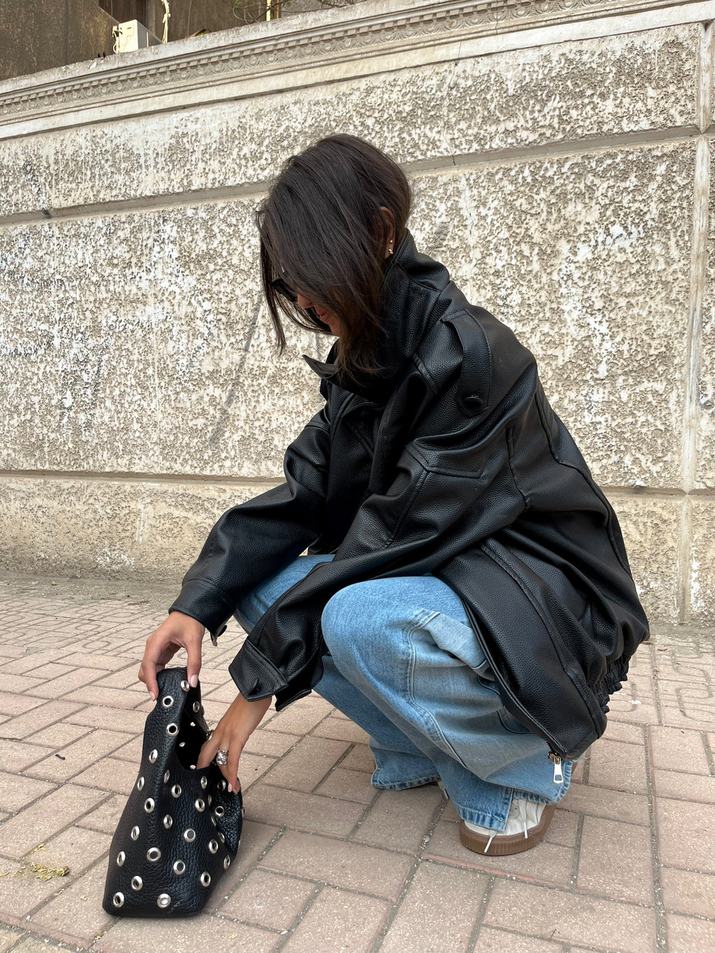 Oversized leather Jacket