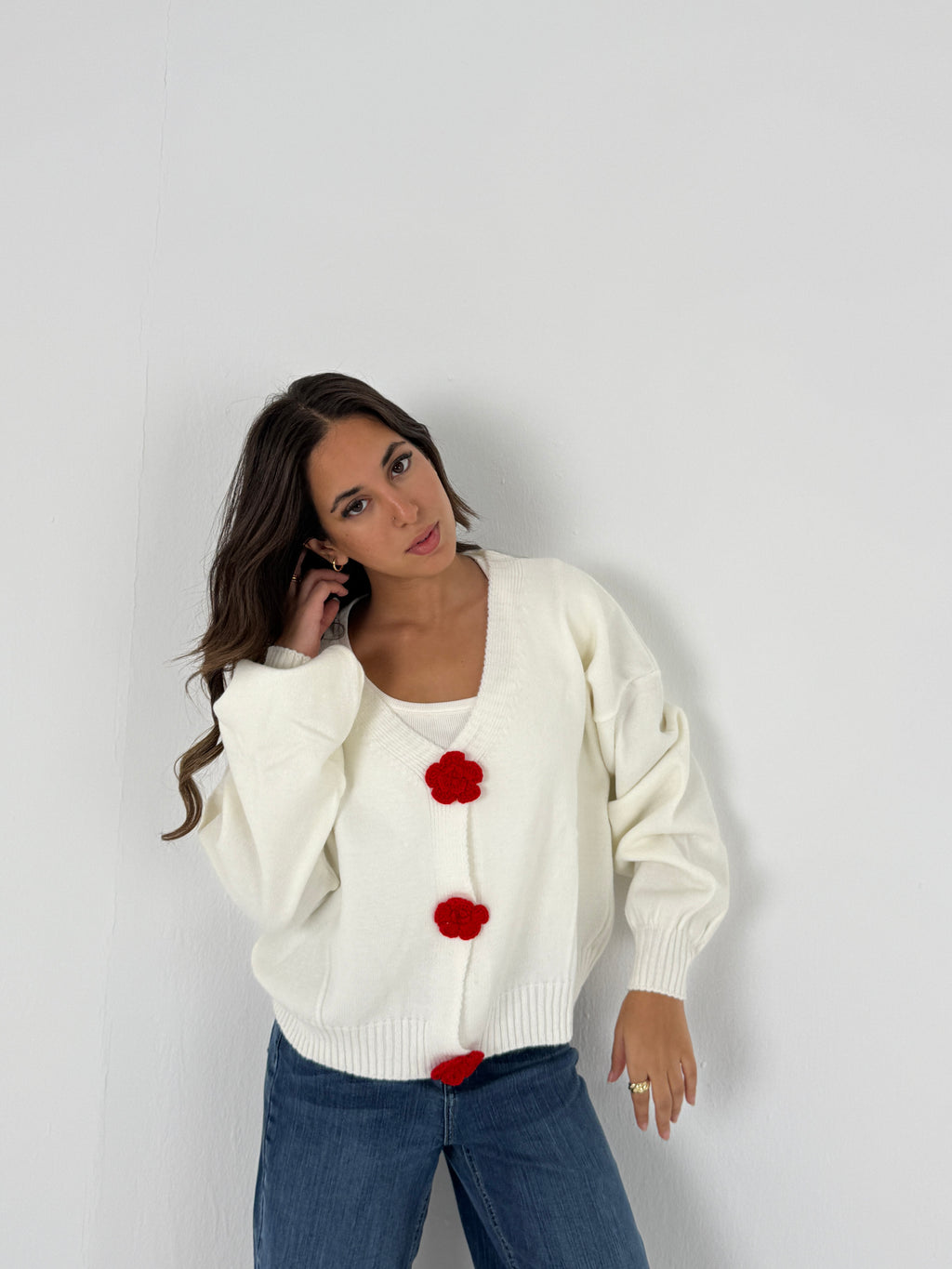 Red Knit Sweater Jacket