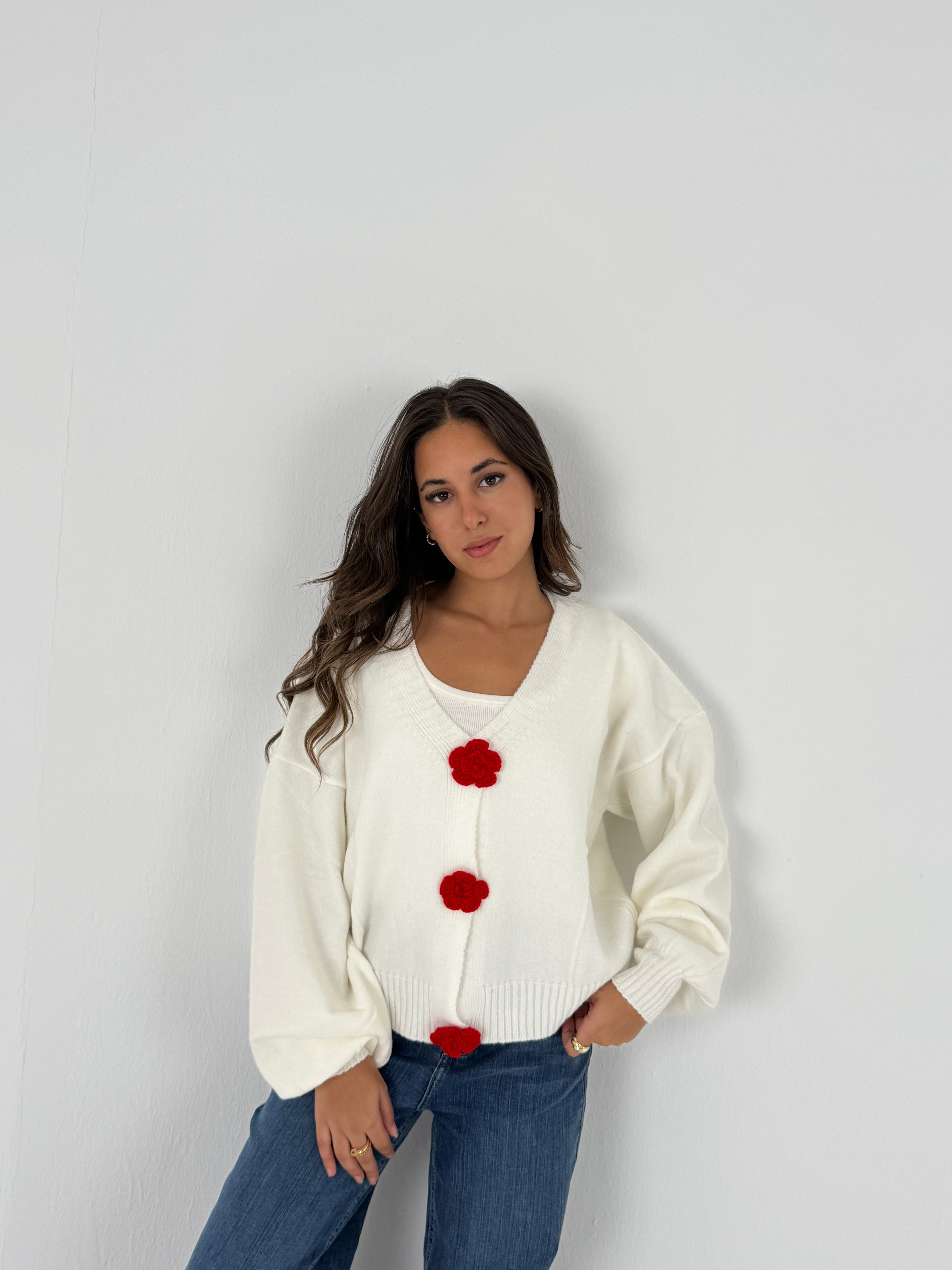 Red Knit Sweater Jacket