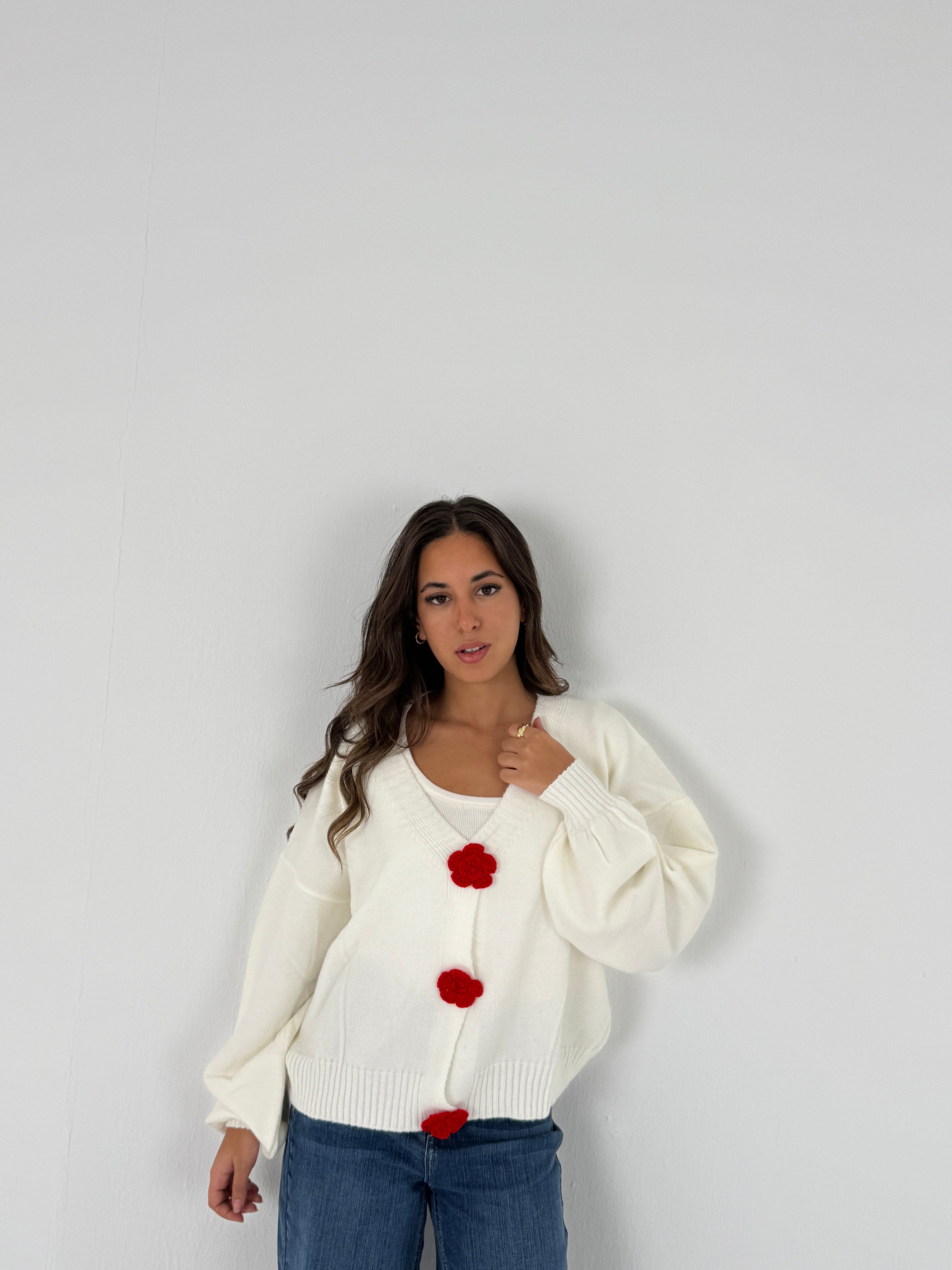 Red Knit Sweater Jacket