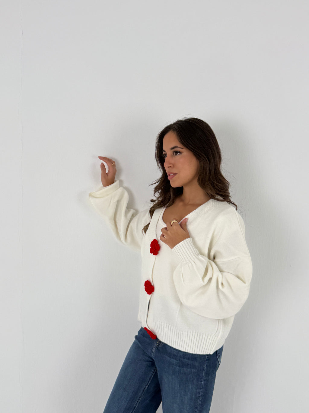 Red Knit Sweater Jacket