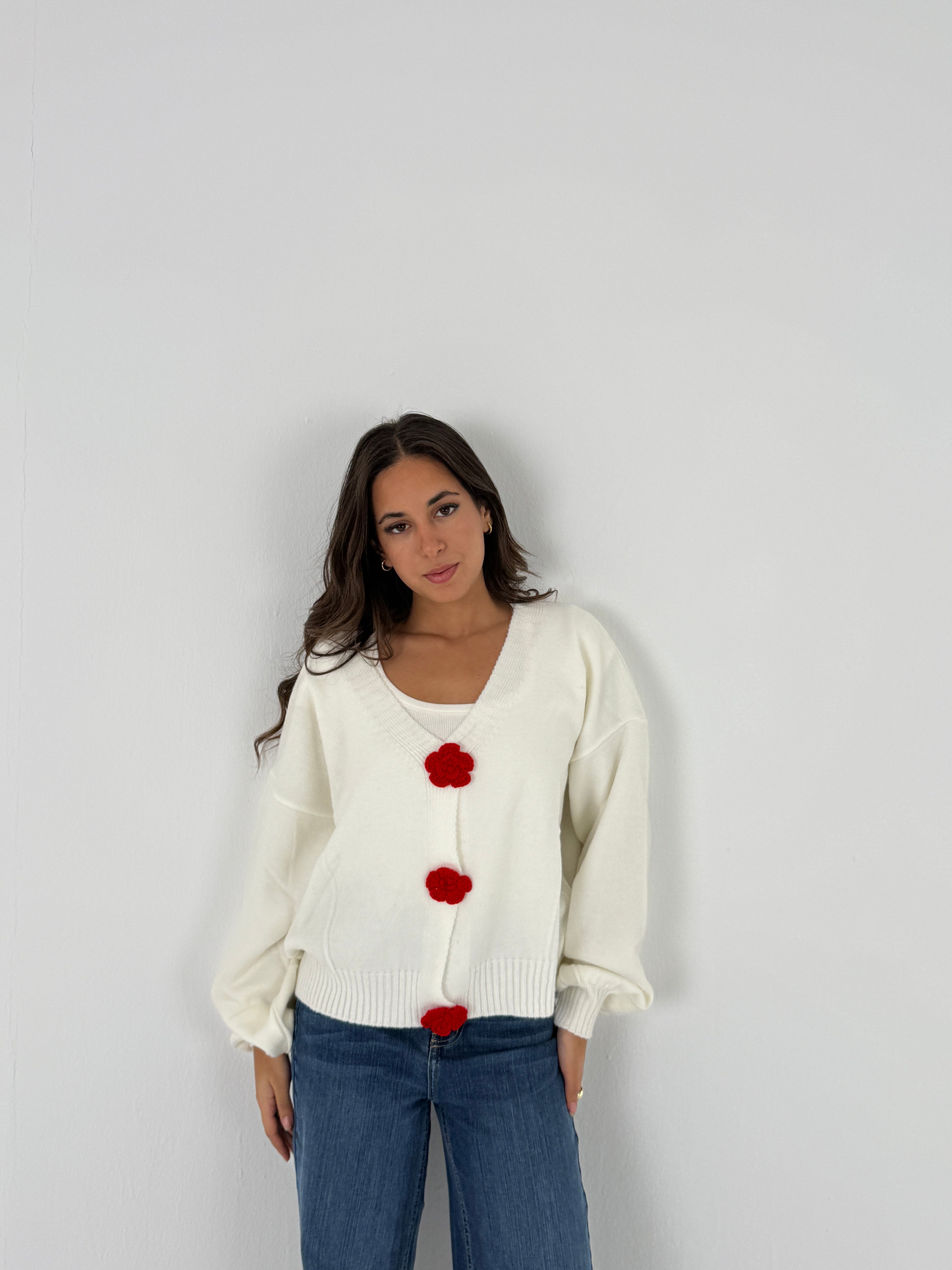 Red Knit Sweater Jacket