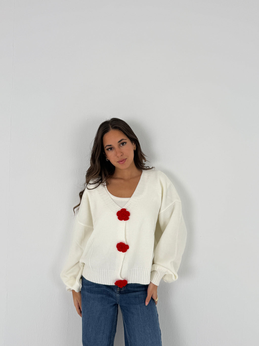 Red Knit Sweater Jacket