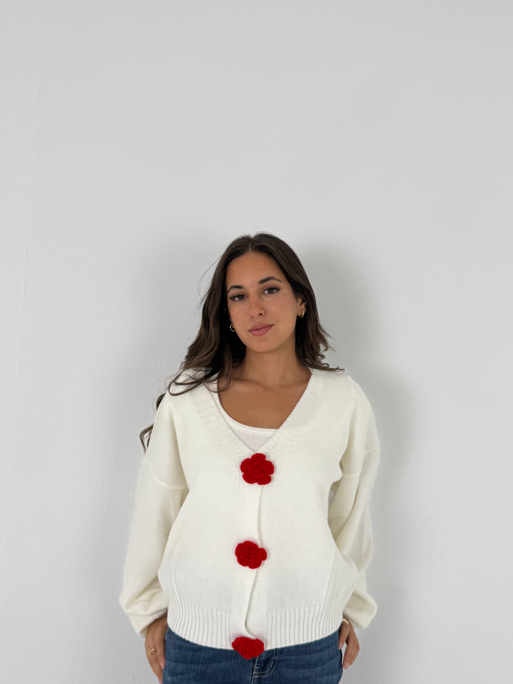 Red Knit Sweater Jacket