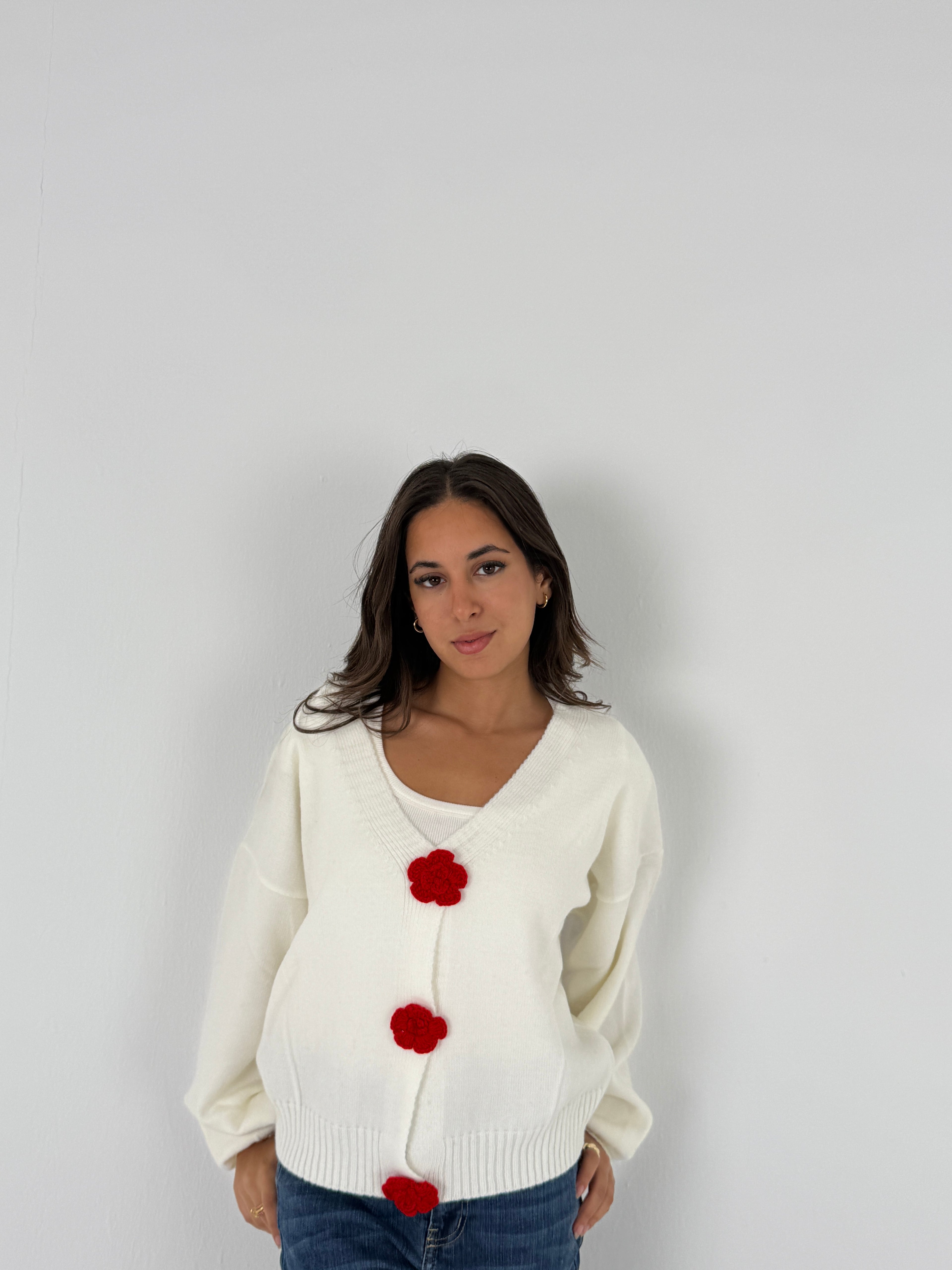 Red Knit Sweater Jacket