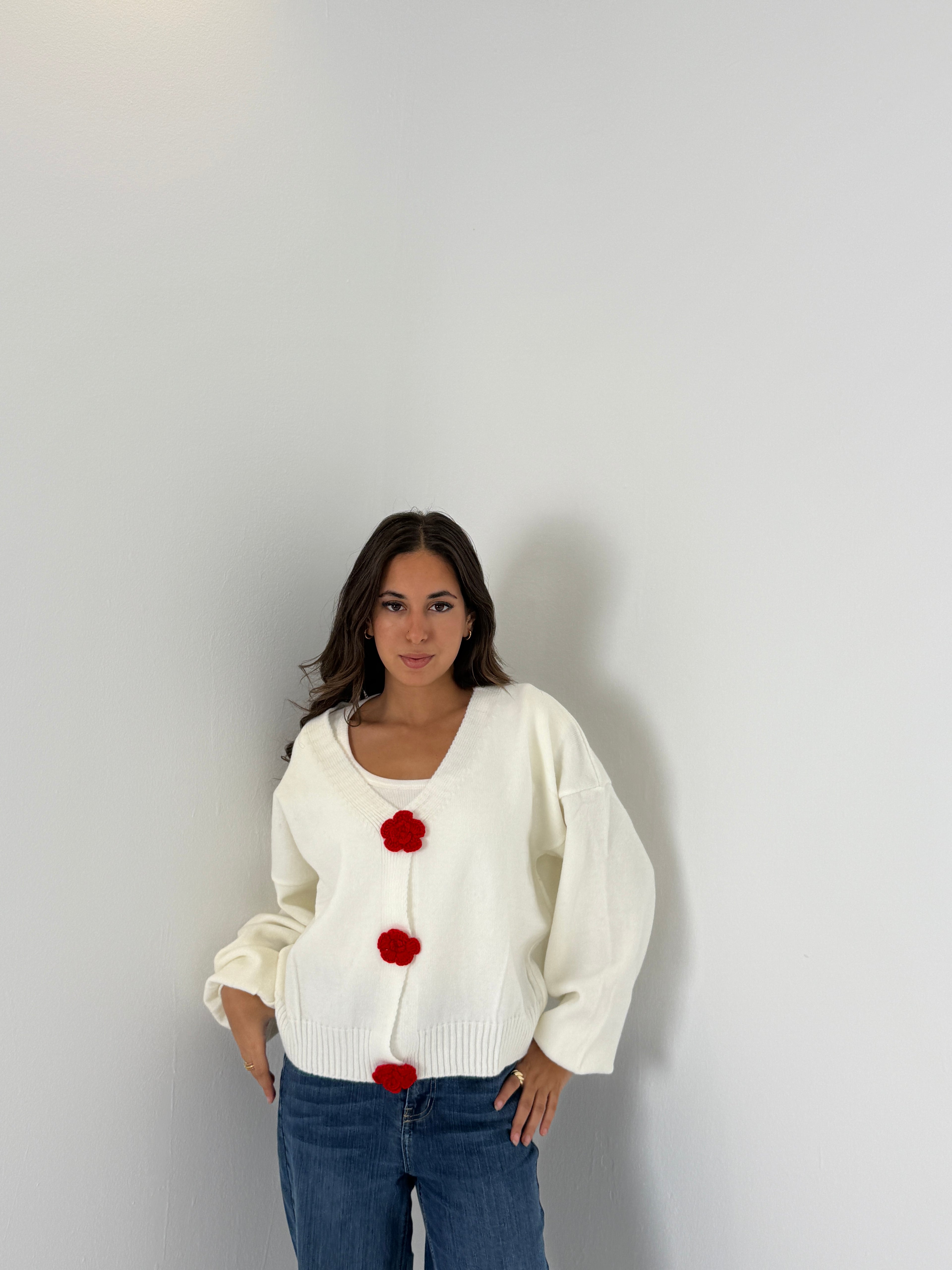 Red Knit Sweater Jacket