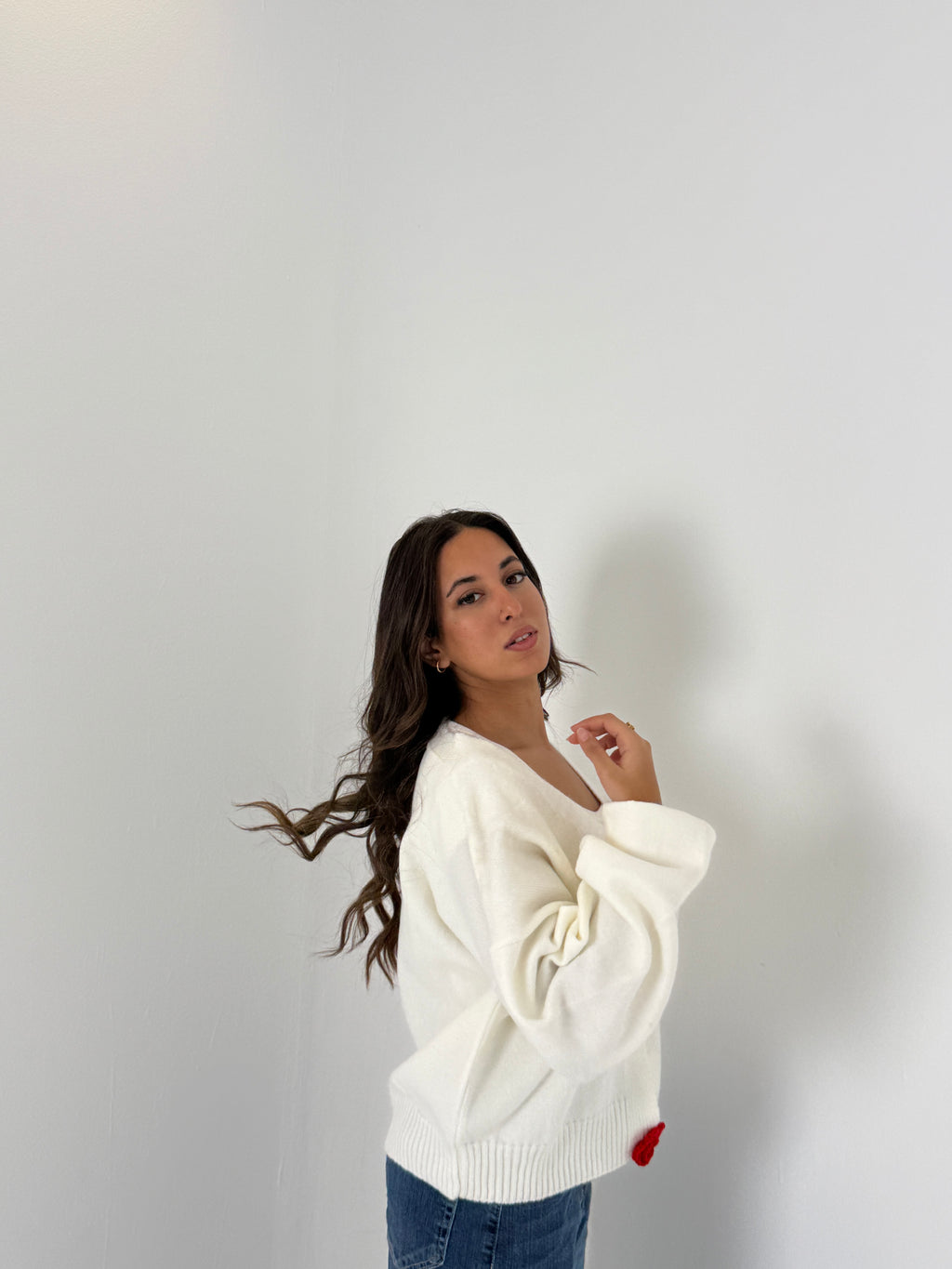 Red Knit Sweater Jacket