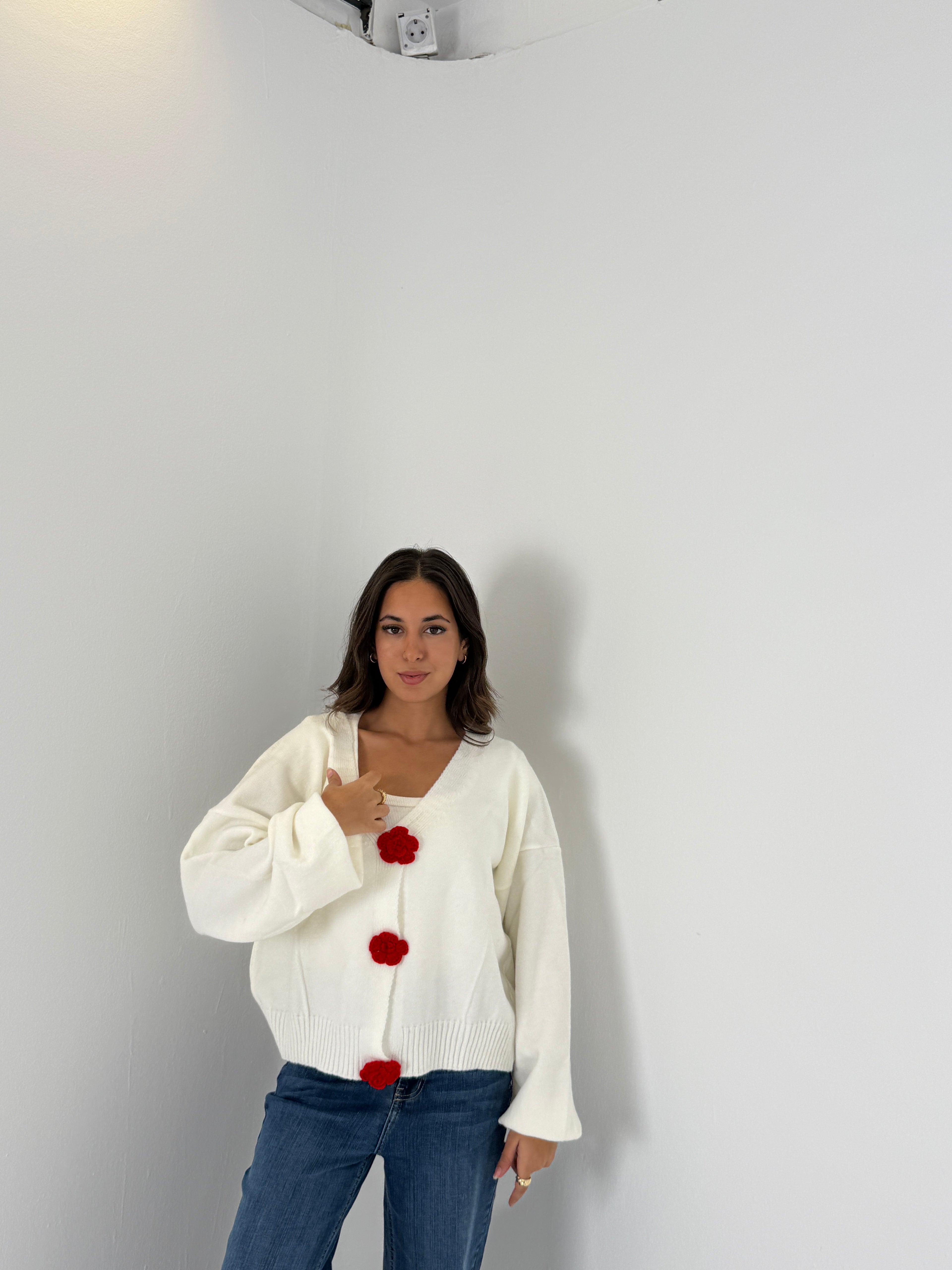 Red Knit Sweater Jacket