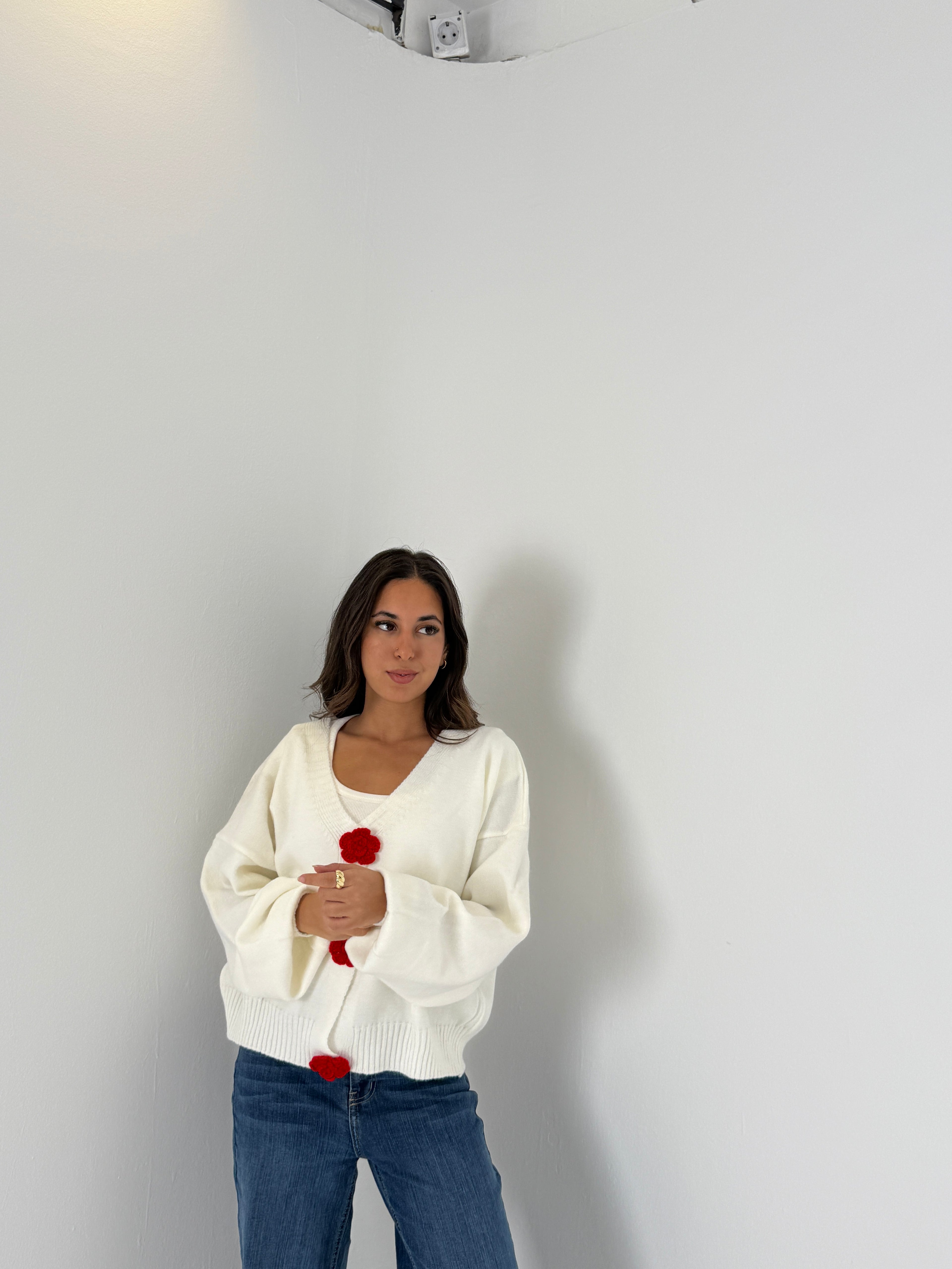 Red Knit Sweater Jacket