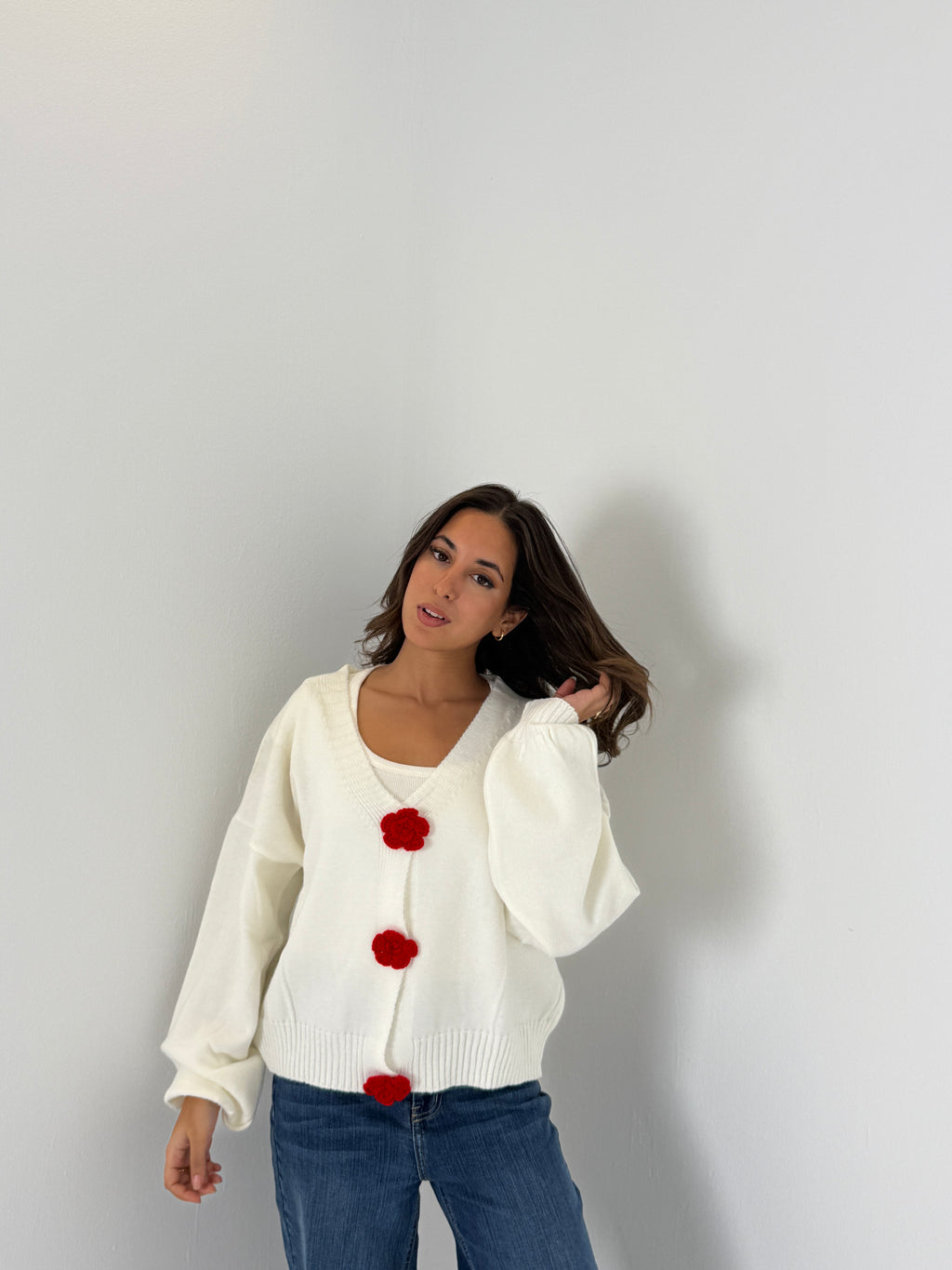 Red Knit Sweater Jacket