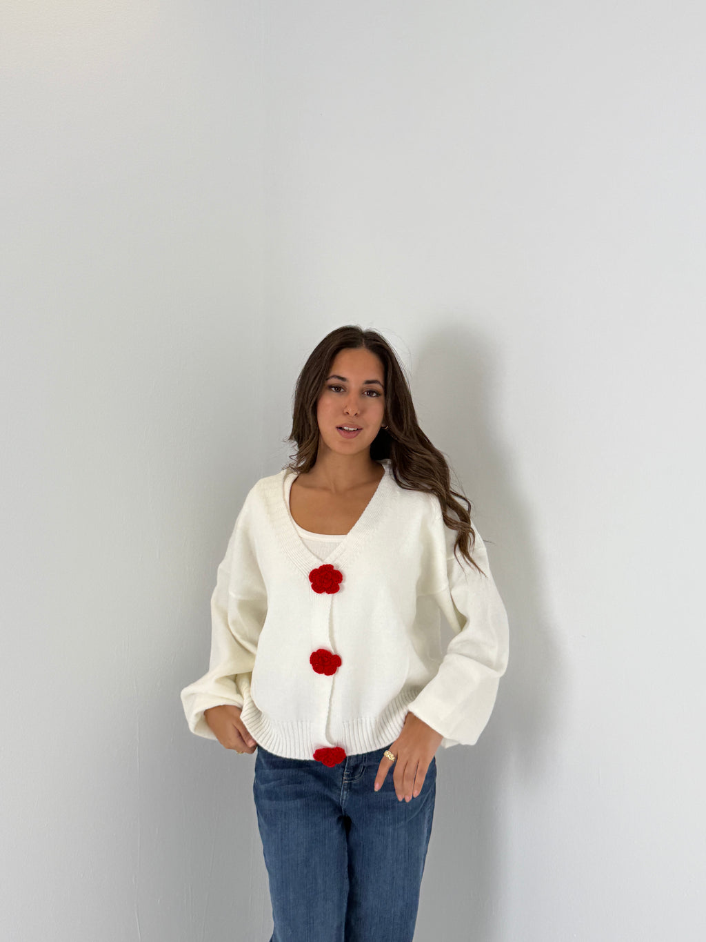 Red Knit Sweater Jacket