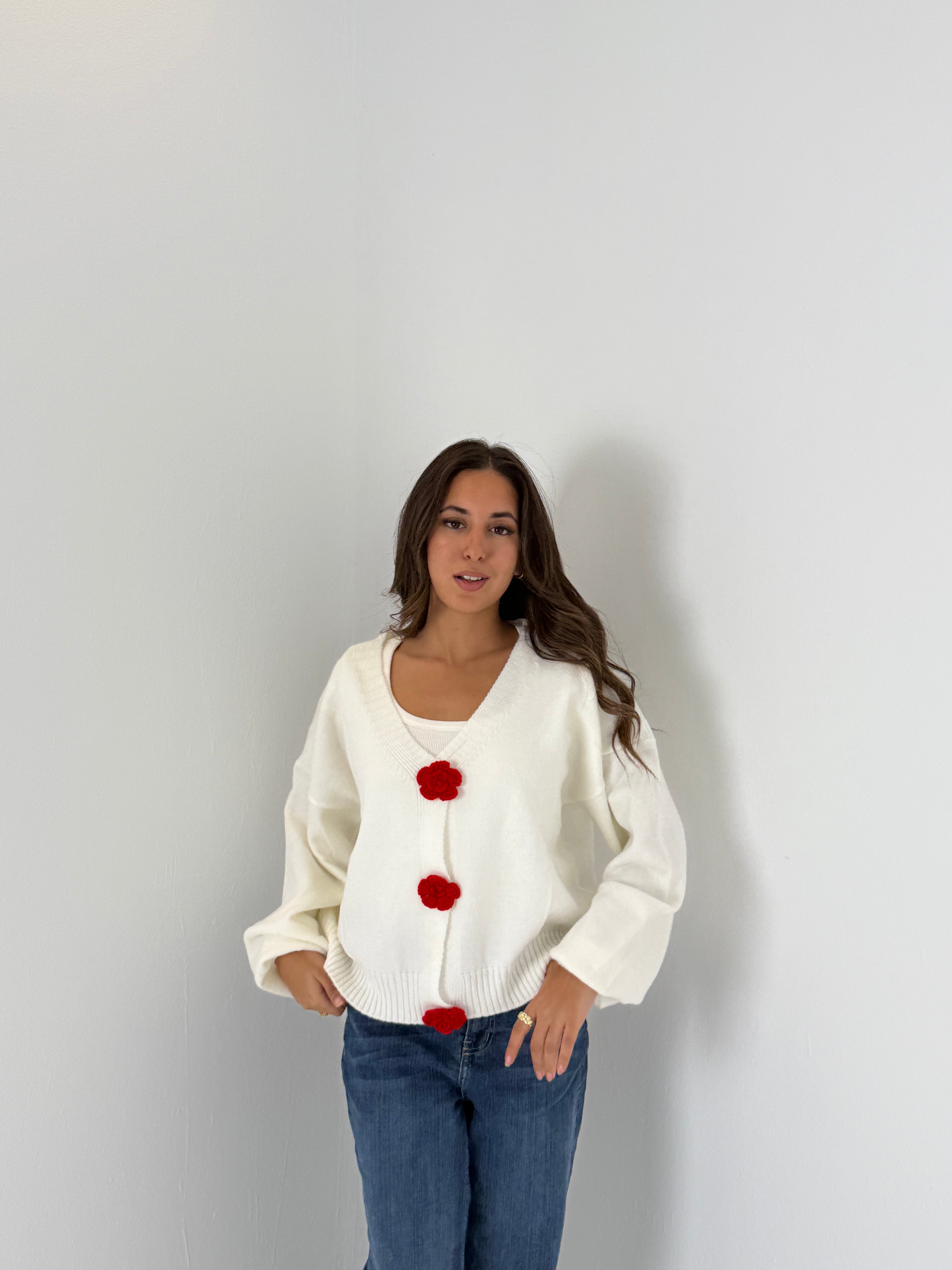 Red Knit Sweater Jacket