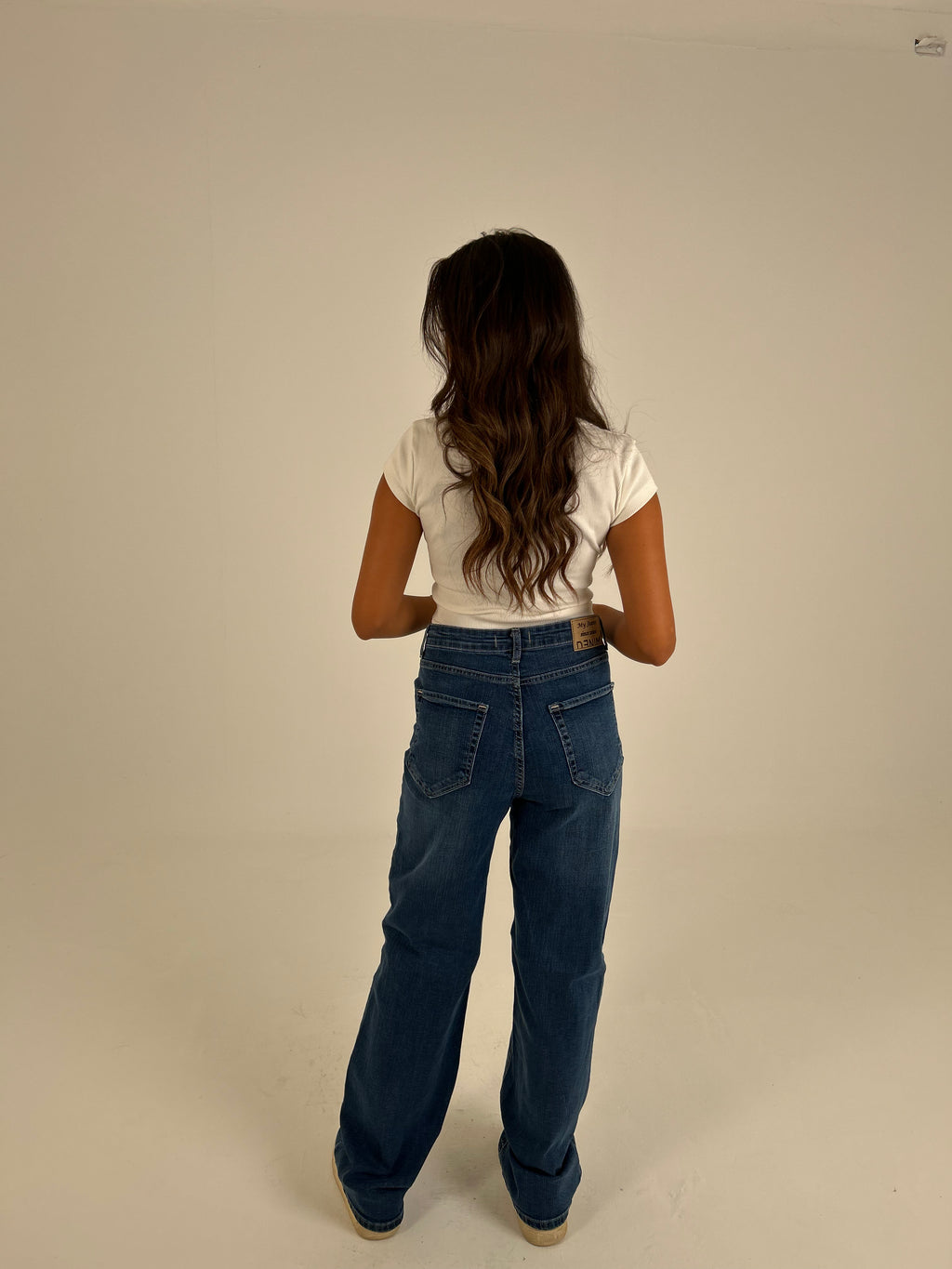 Wide leg blue denim