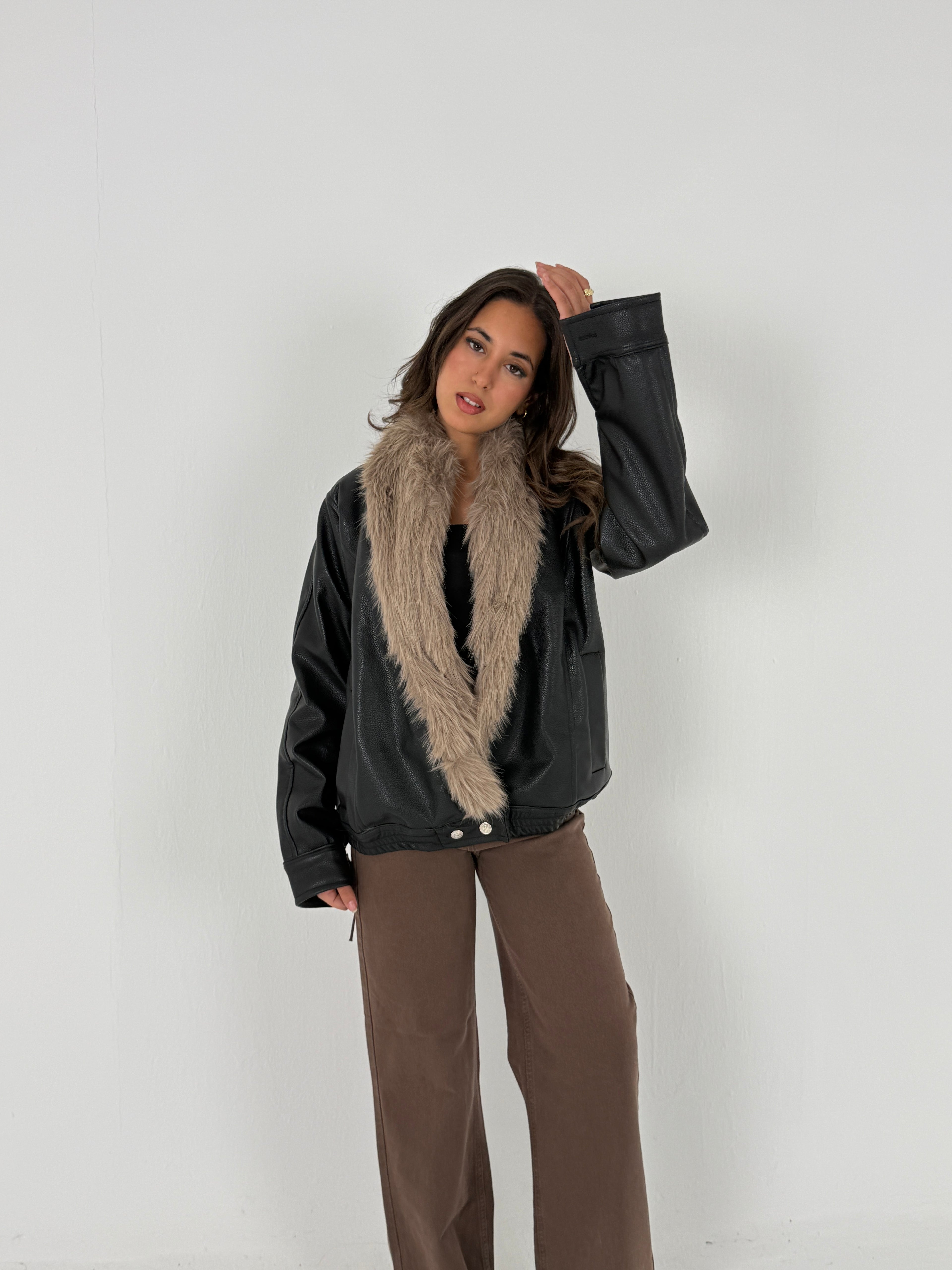Faux Fur Leather Jacket
