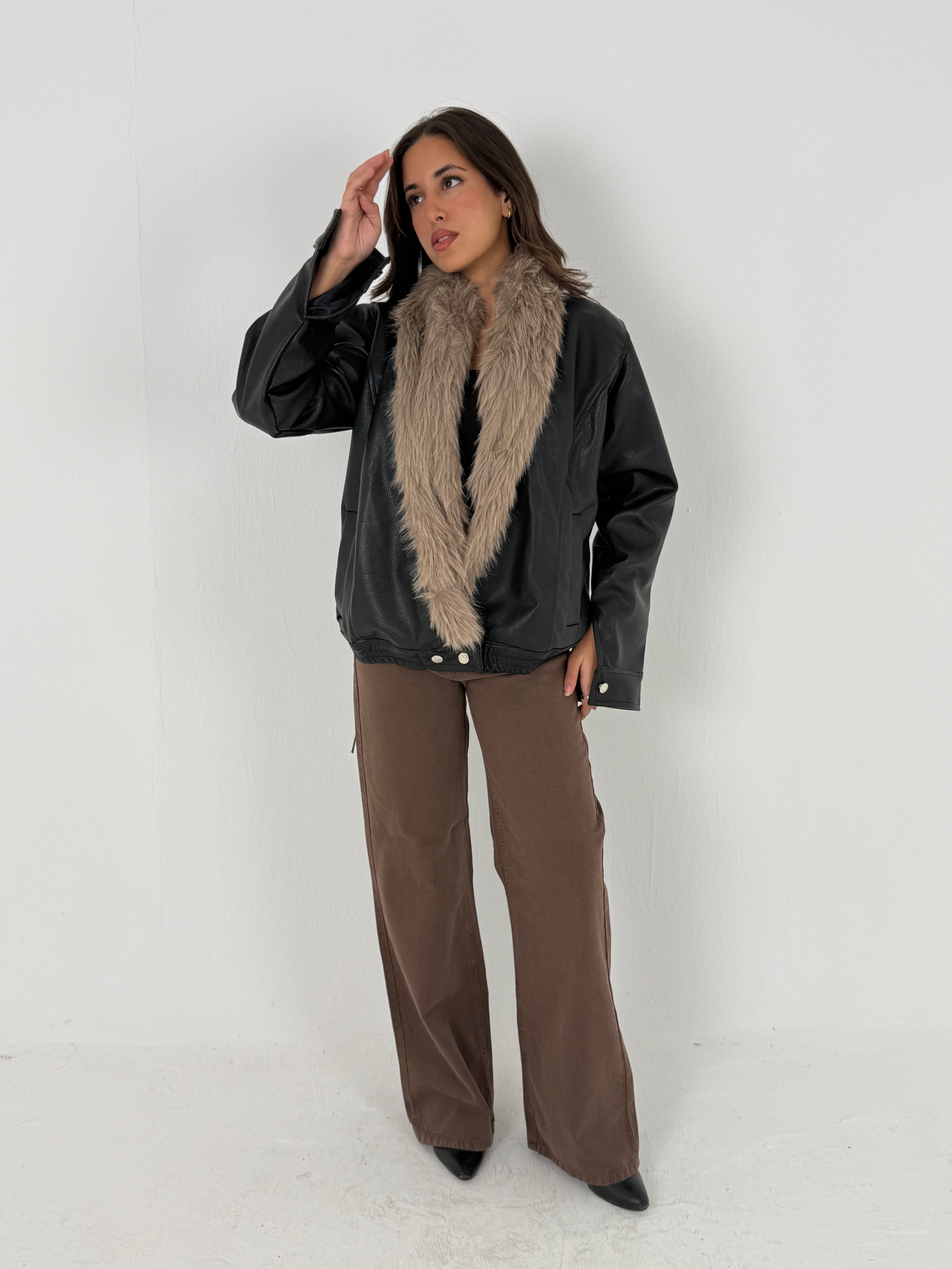 Faux Fur Leather Jacket