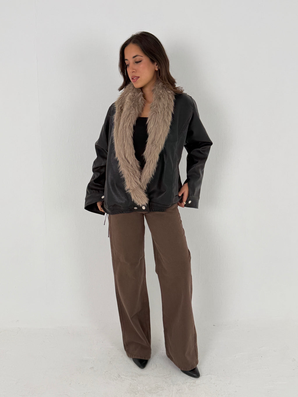 Faux Fur Leather Jacket