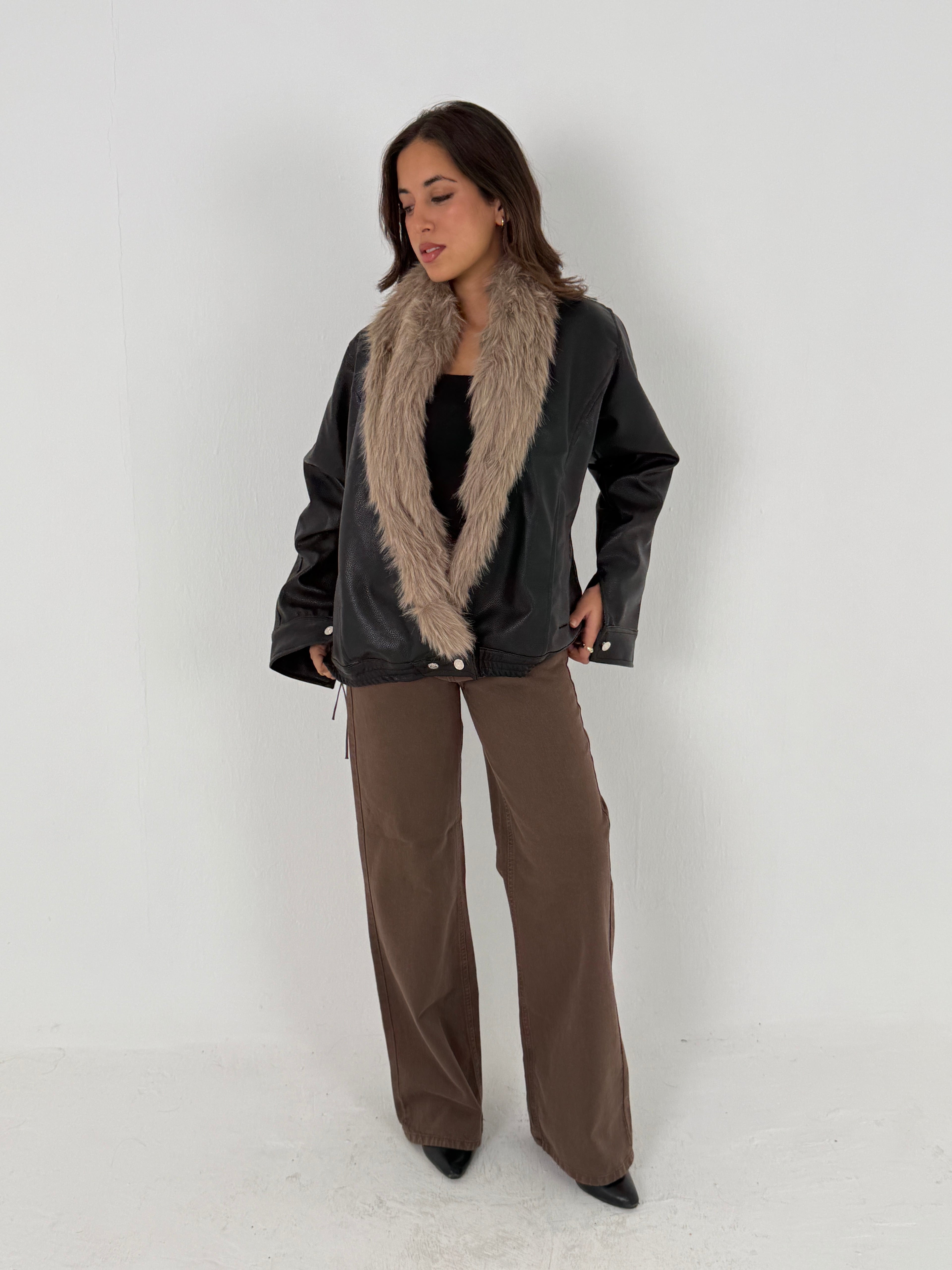 Faux Fur Leather Jacket