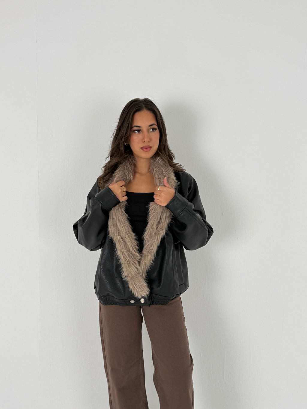 Faux Fur Leather Jacket