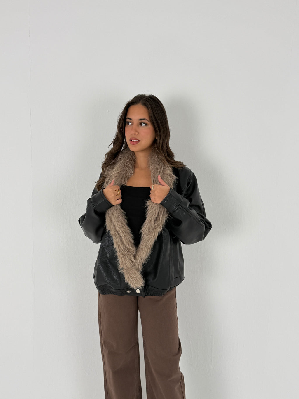 Faux Fur Leather Jacket