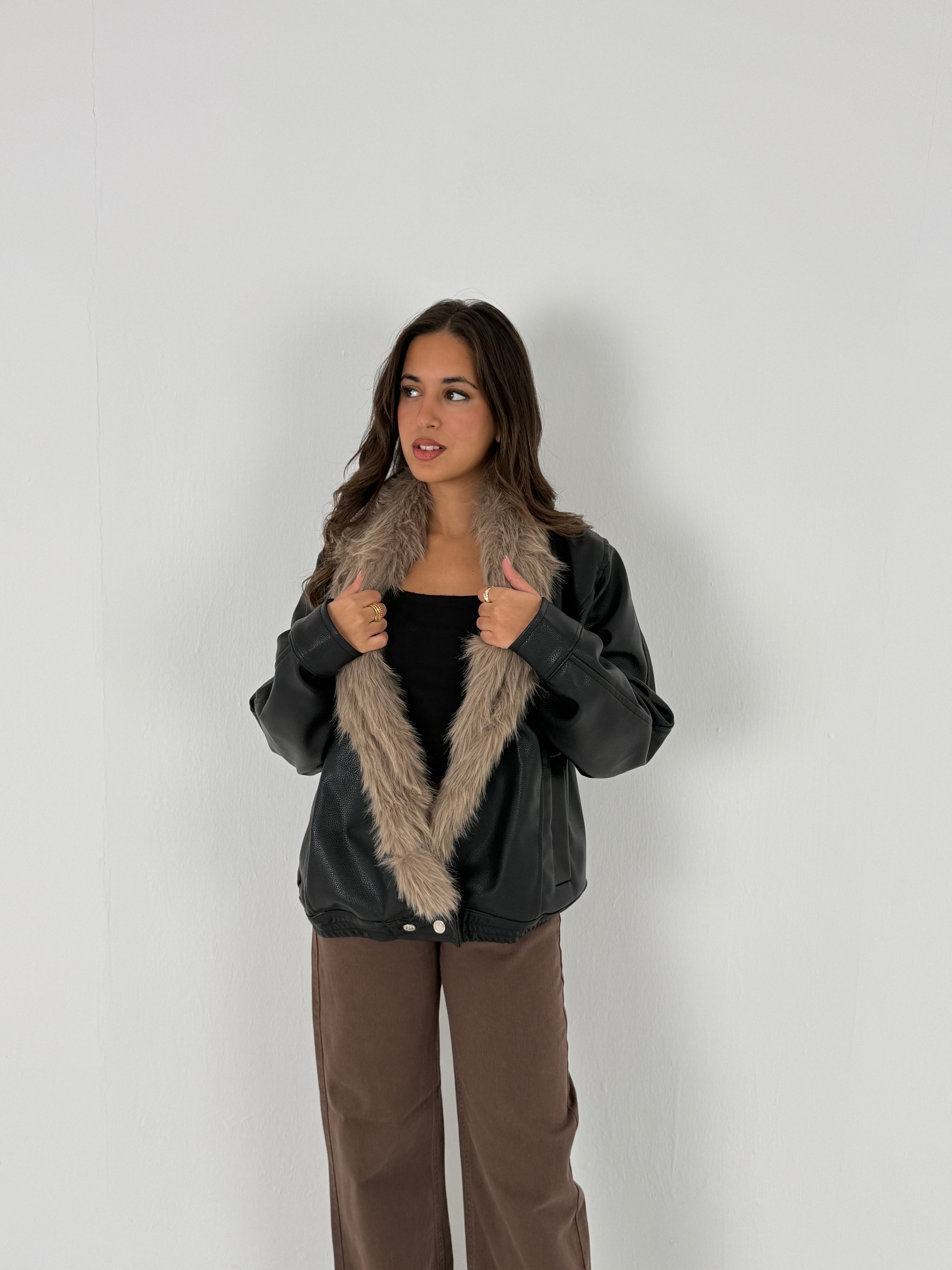 Faux Fur Leather Jacket