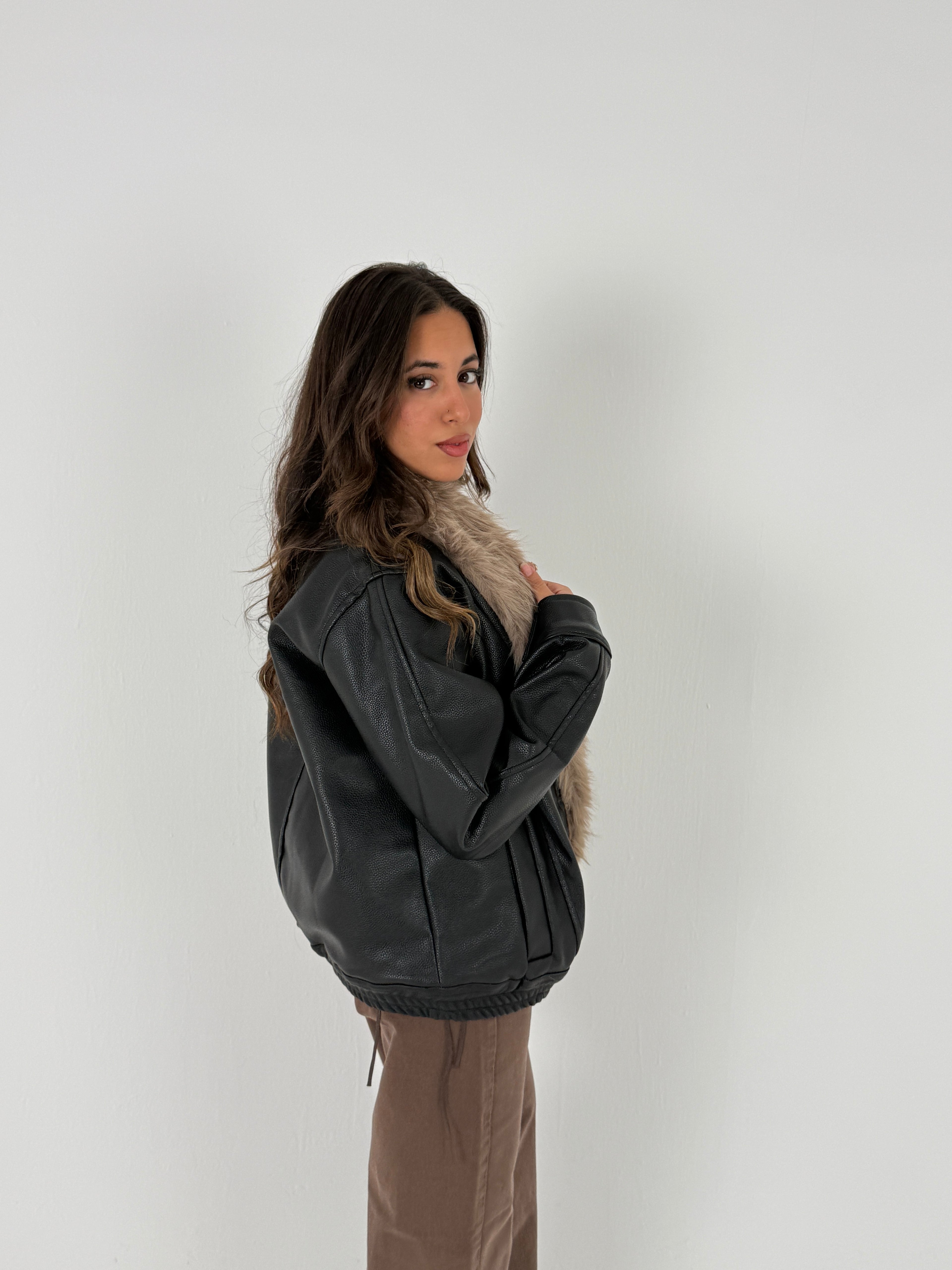Faux Fur Leather Jacket